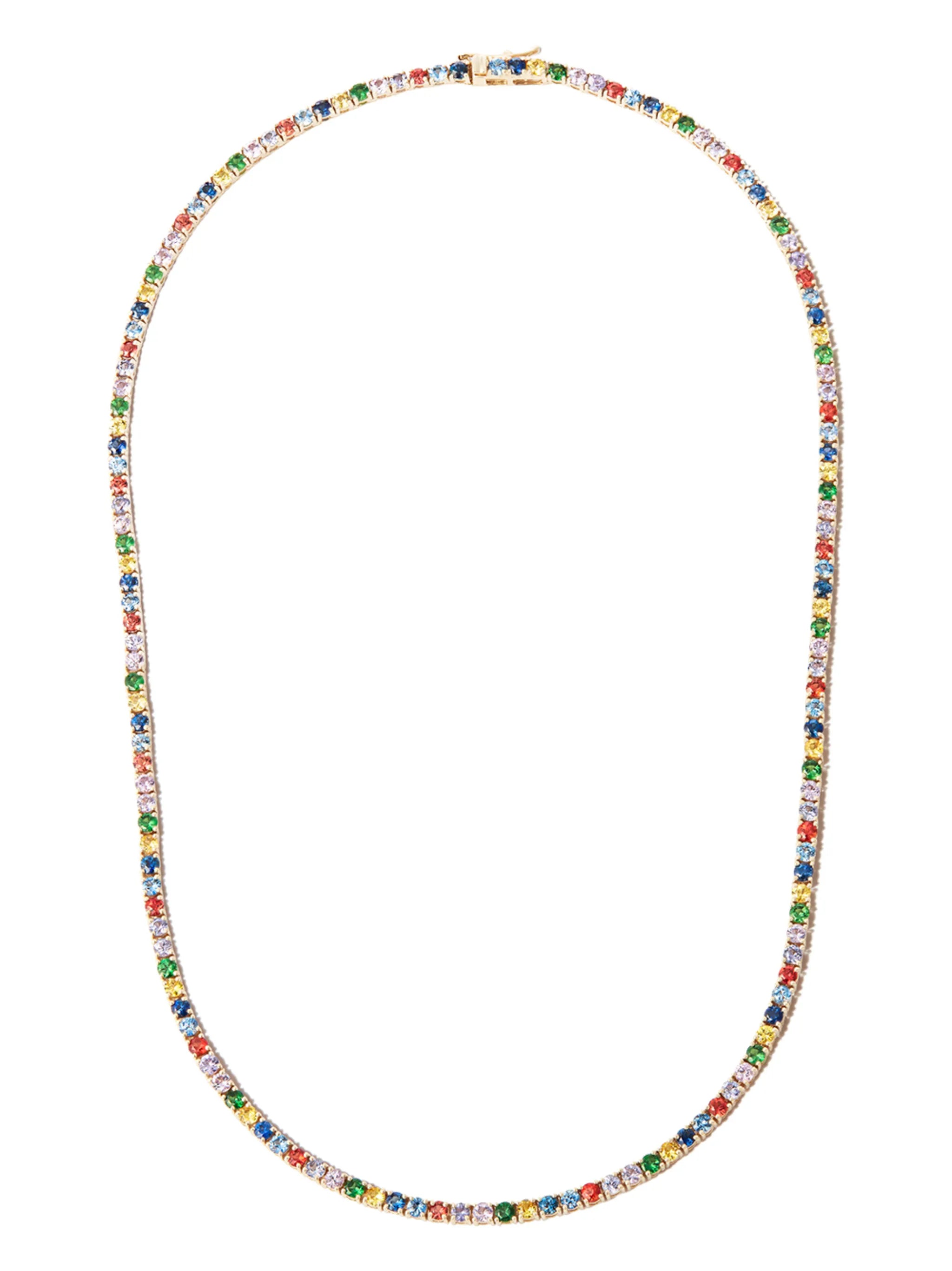 14kt yellow gold sapphire tennis necklace