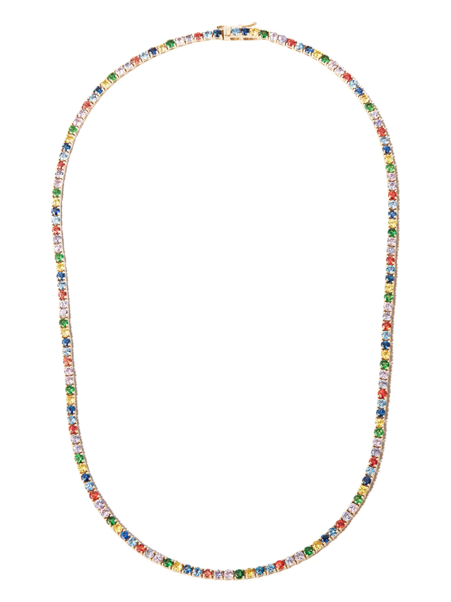 14kt yellow gold sapphire tennis necklace