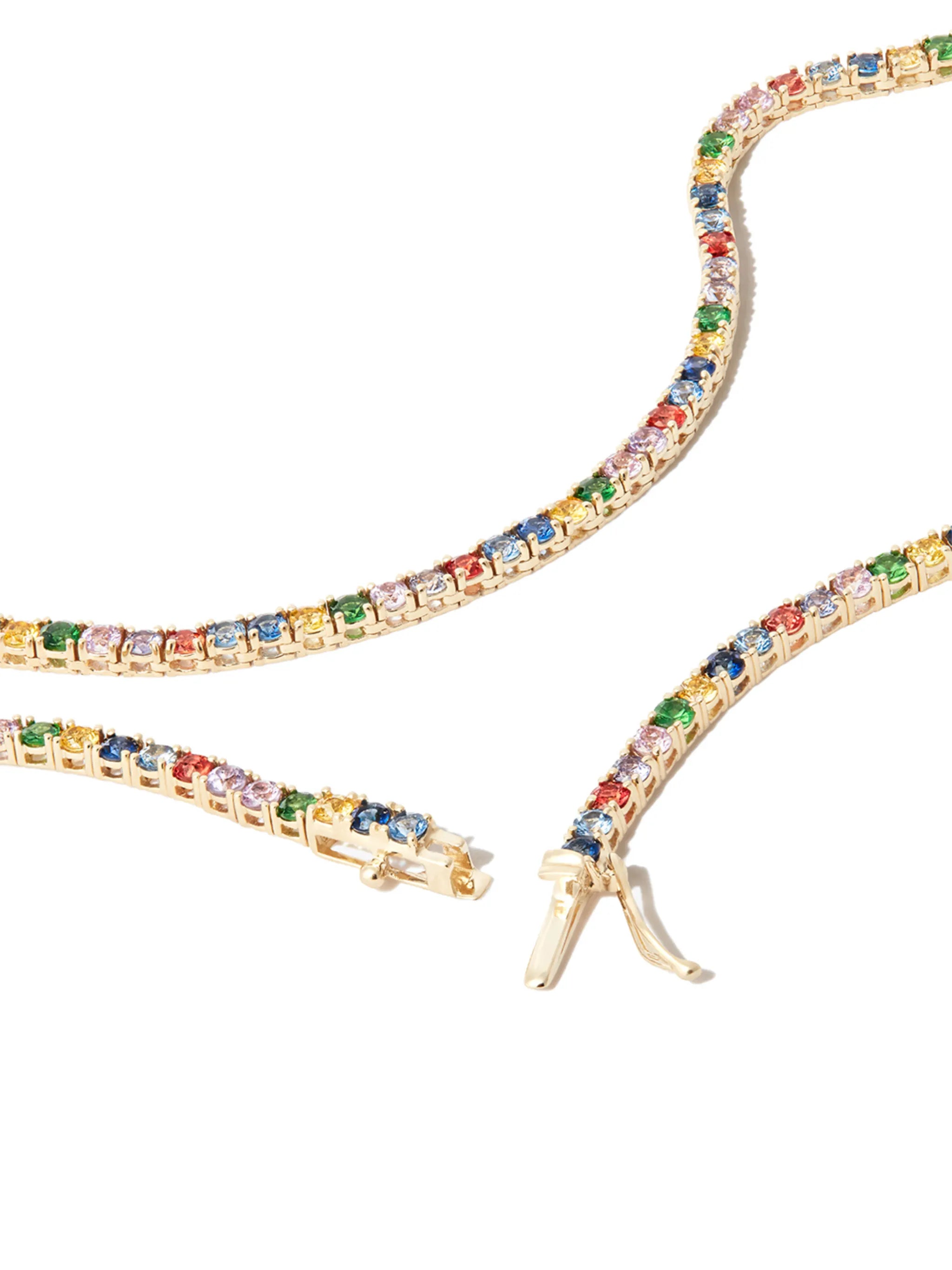14kt yellow gold sapphire tennis necklace