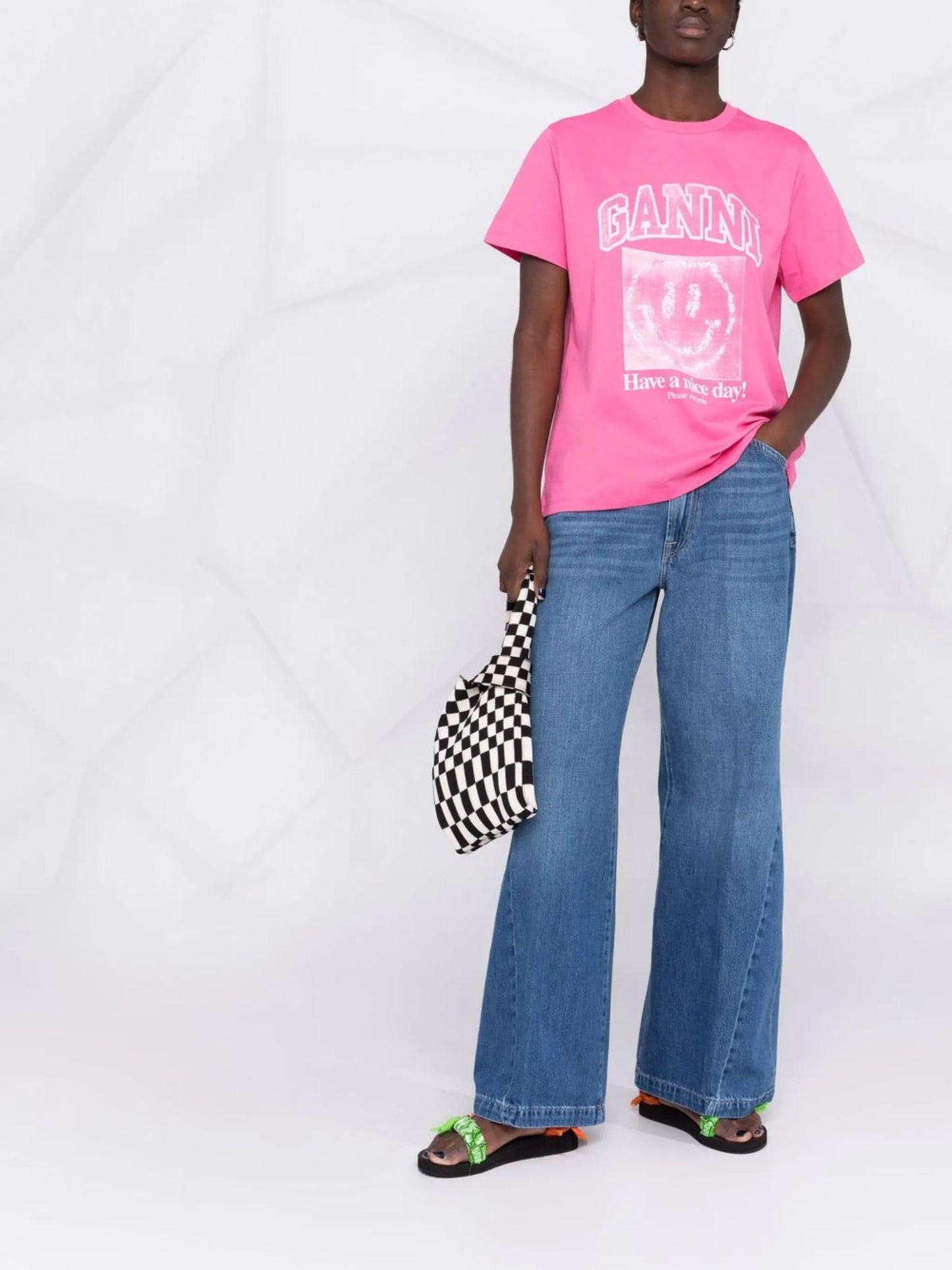smiley-print cotton T-shirt