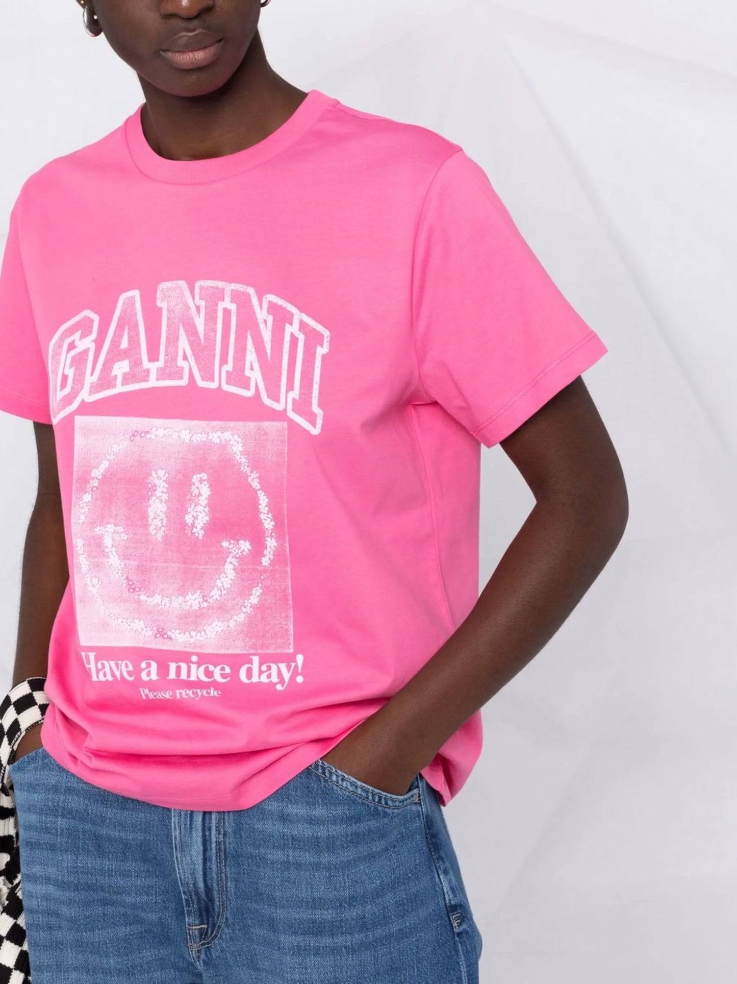 smiley-print cotton T-shirt