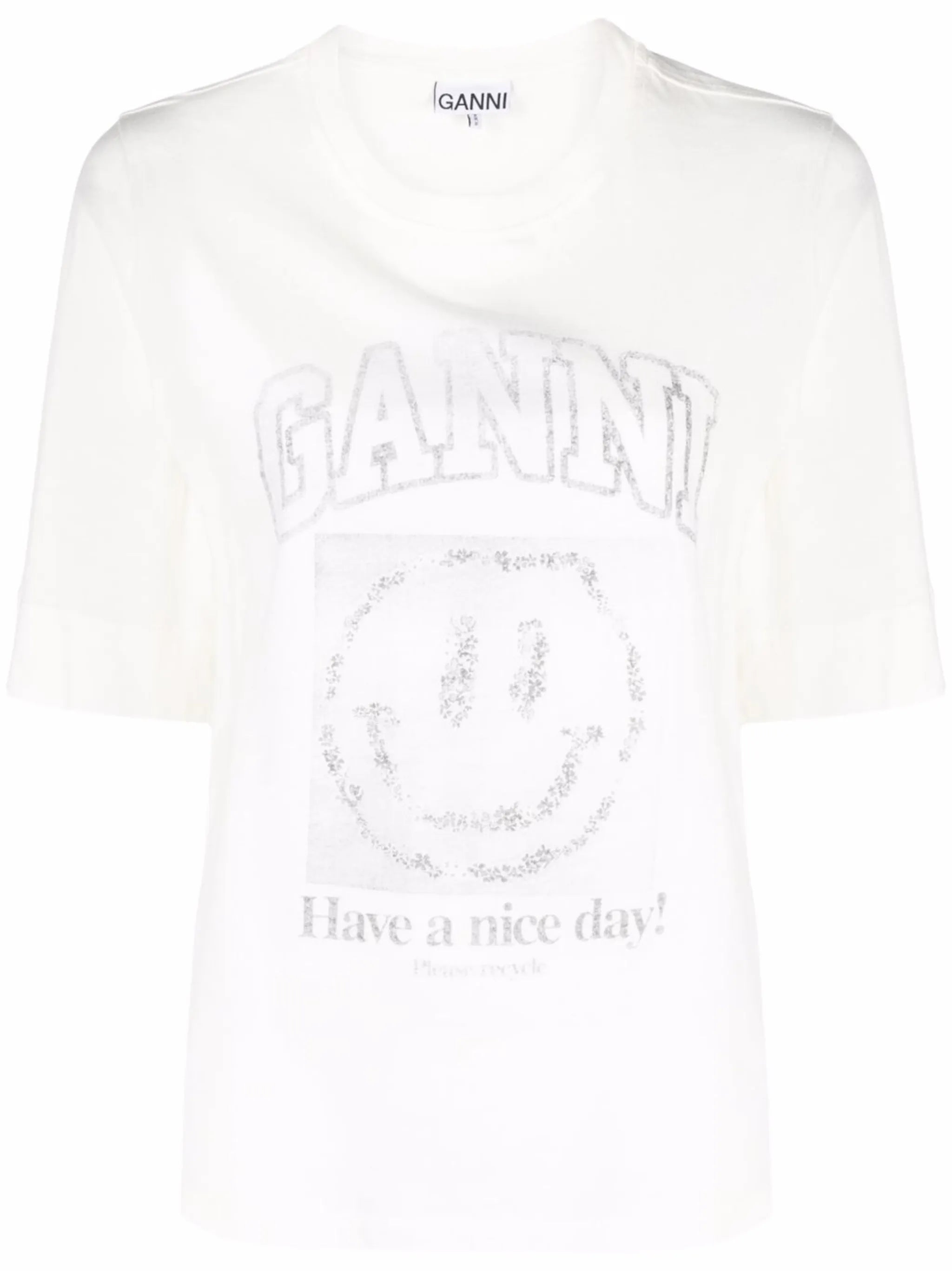smiley-print cotton T-shirt