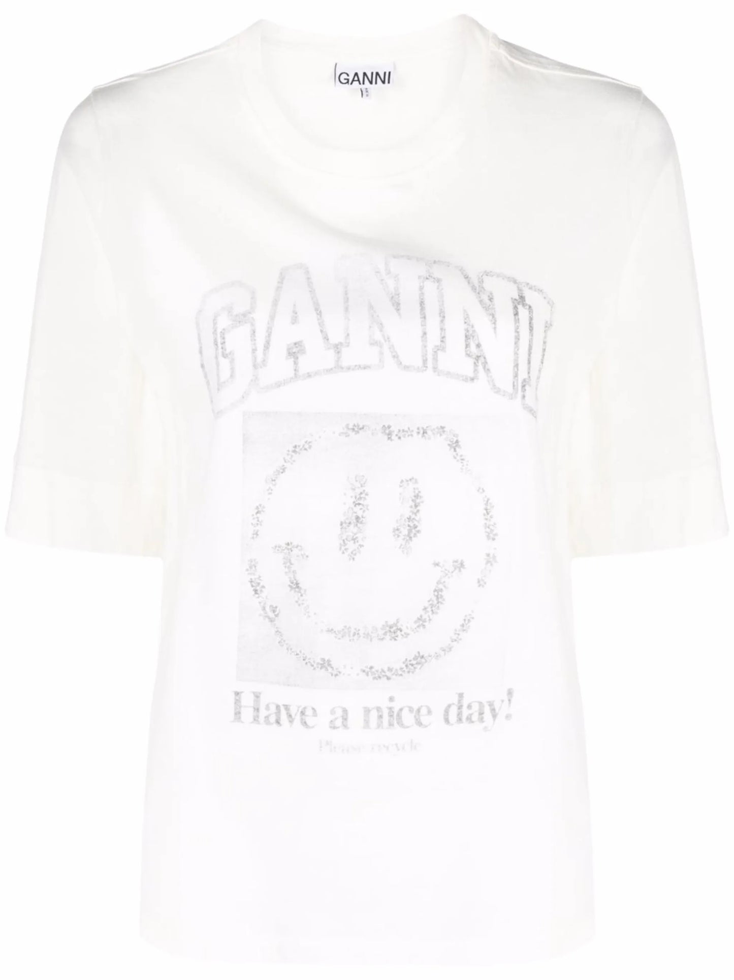 smiley-print cotton T-shirt