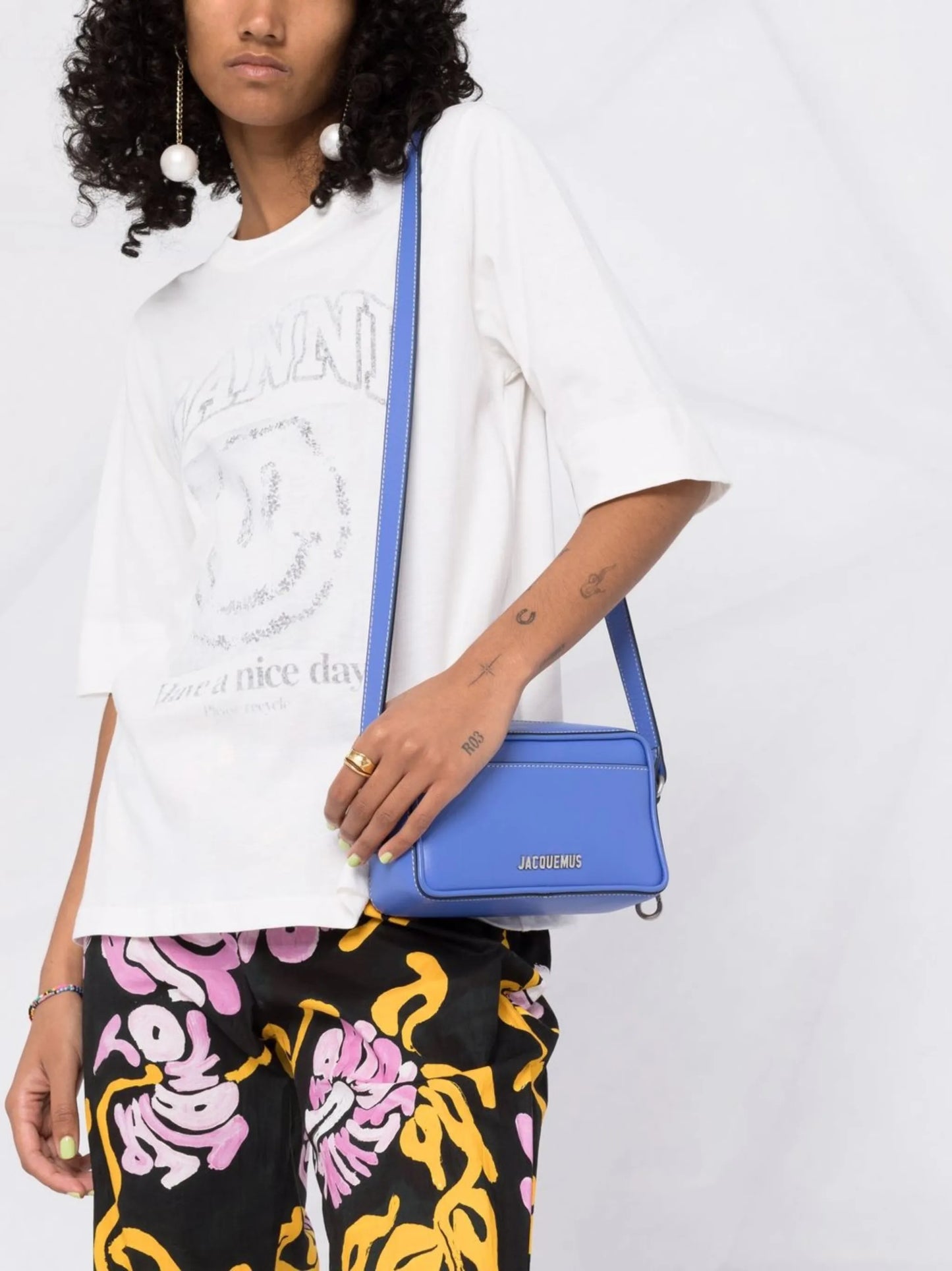 smiley-print cotton T-shirt