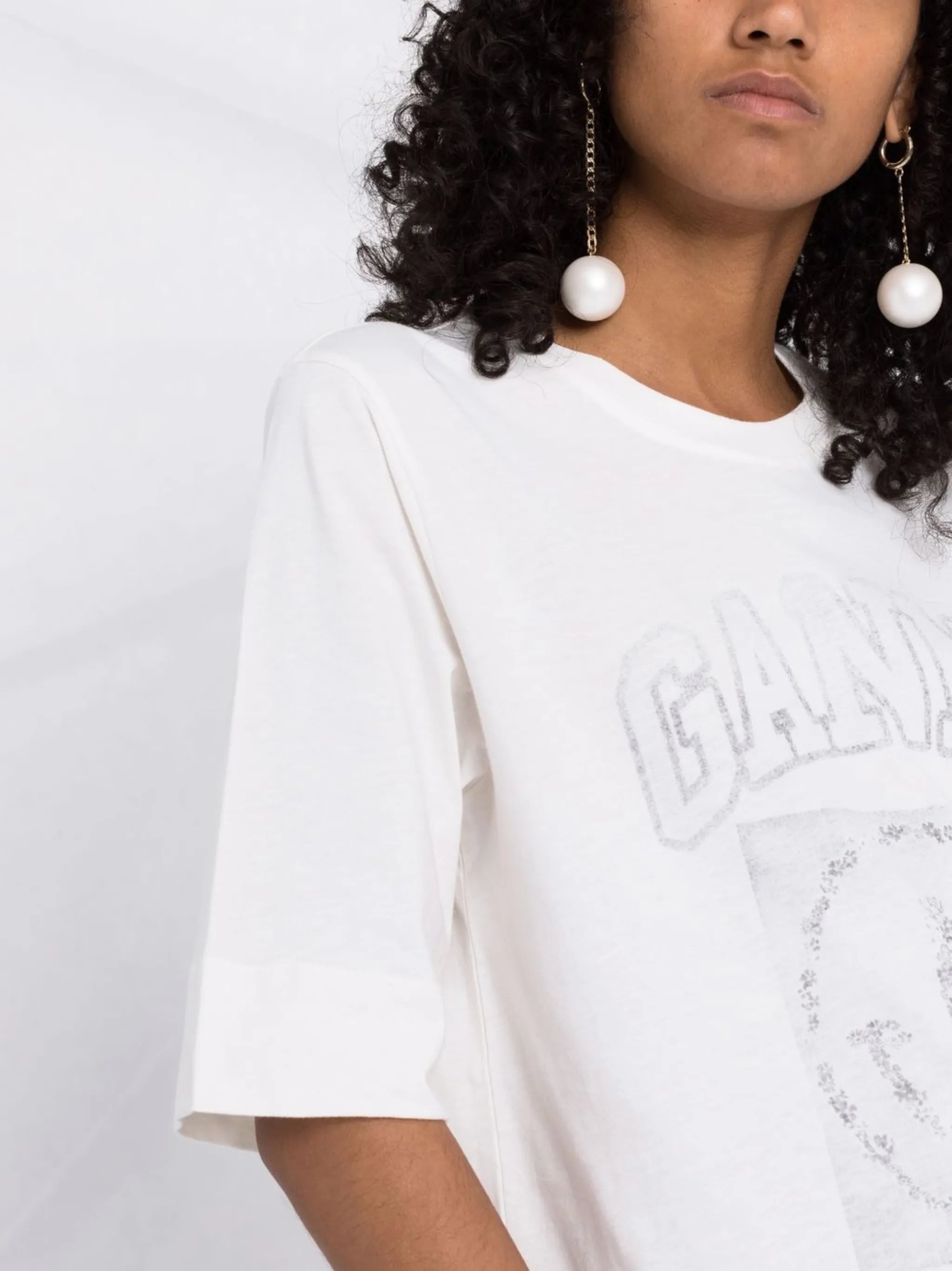 smiley-print cotton T-shirt