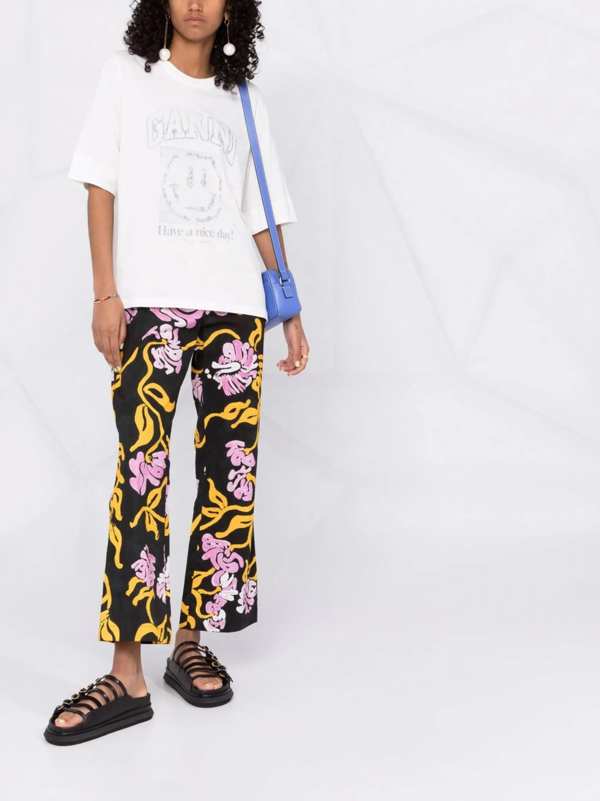 smiley-print cotton T-shirt