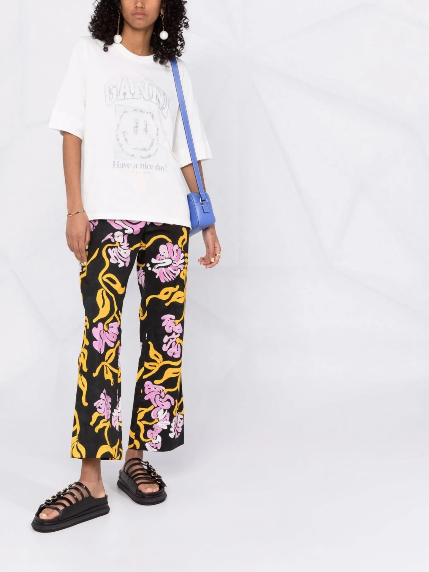 smiley-print cotton T-shirt