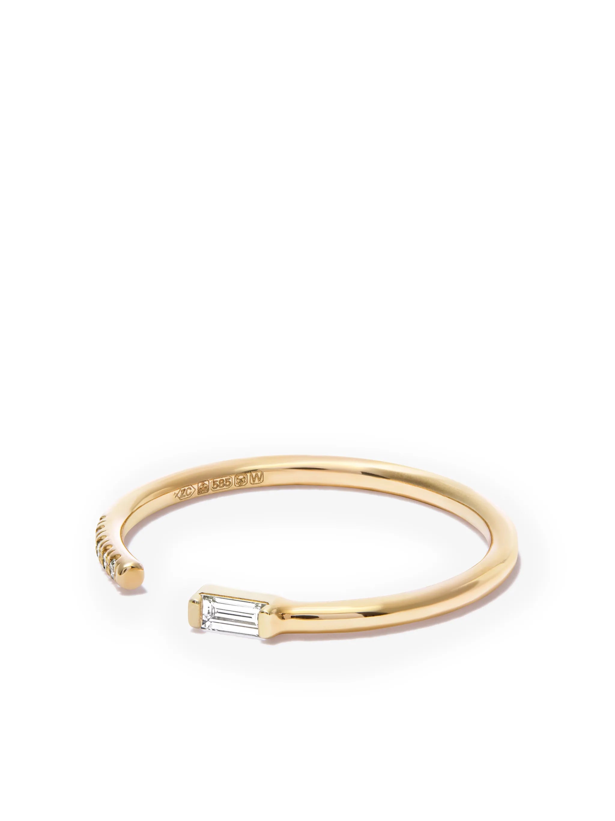 14kt yellow gold diamond open-front ring
