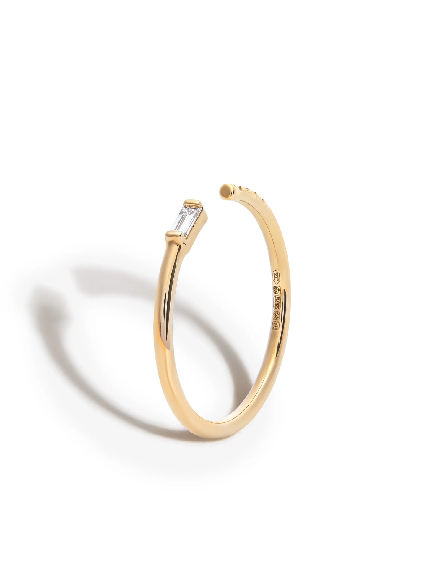 14kt yellow gold diamond open-front ring