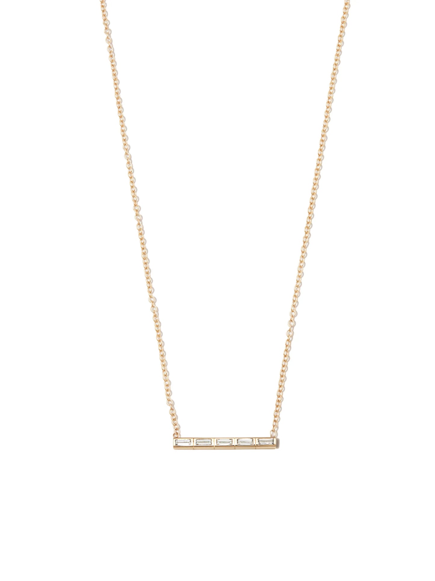 14kt yellow gold diamond bar necklace
