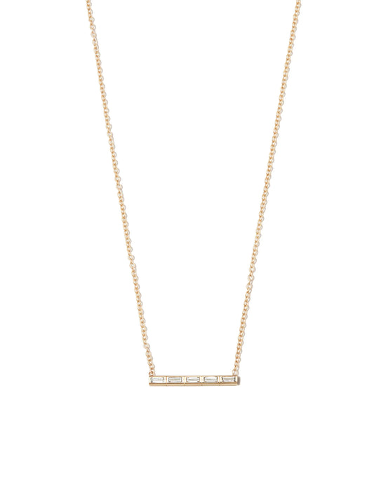 14kt yellow gold diamond bar necklace