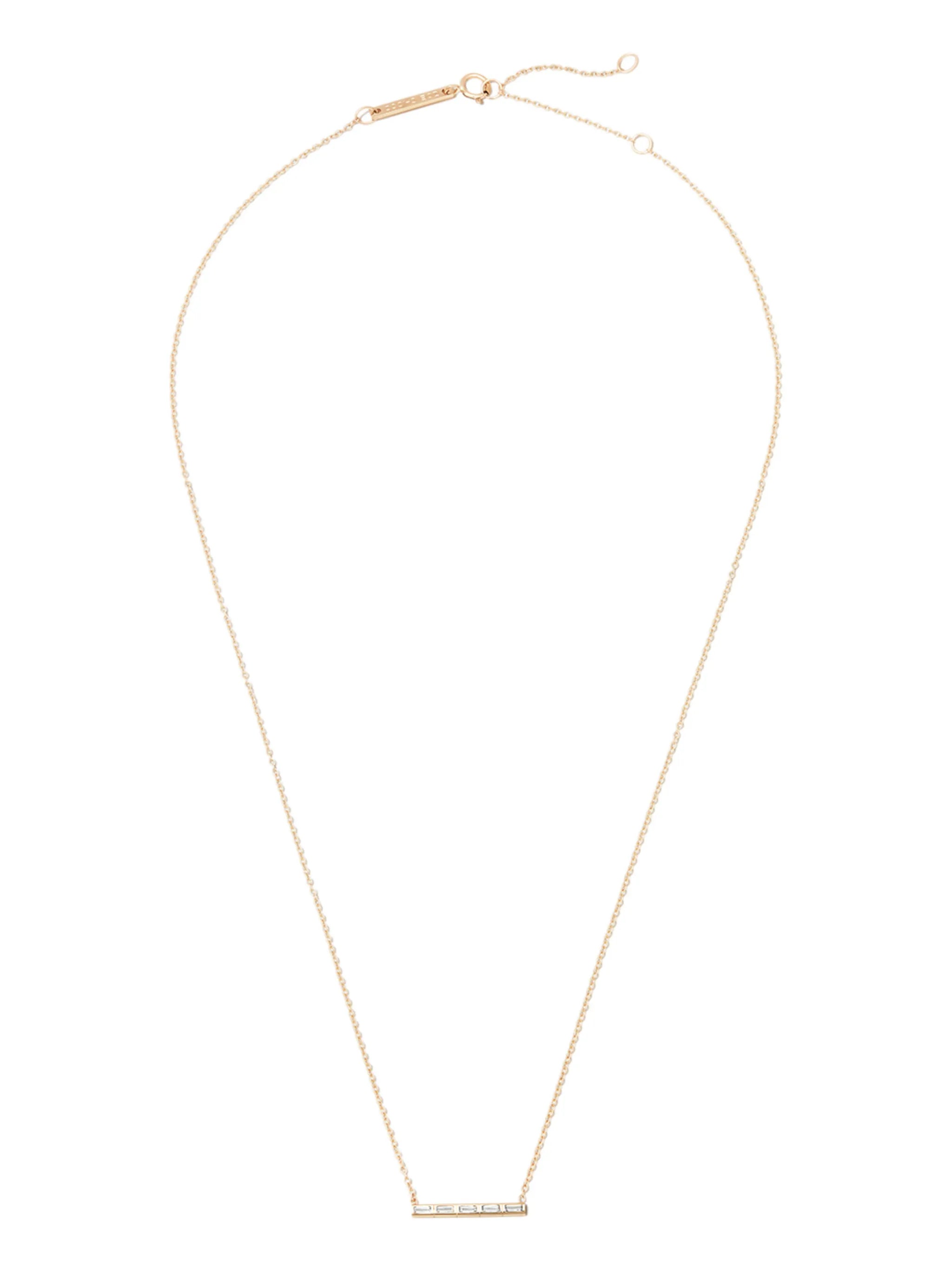 14kt yellow gold diamond bar necklace
