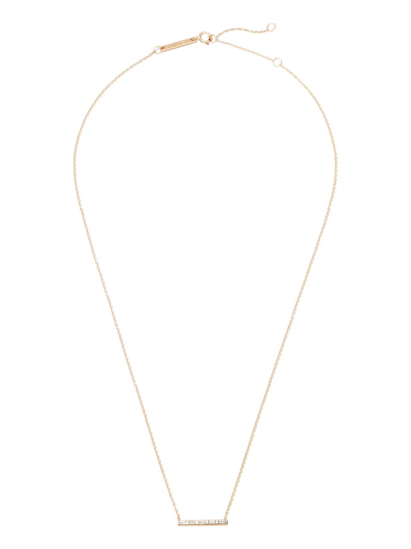14kt yellow gold diamond bar necklace