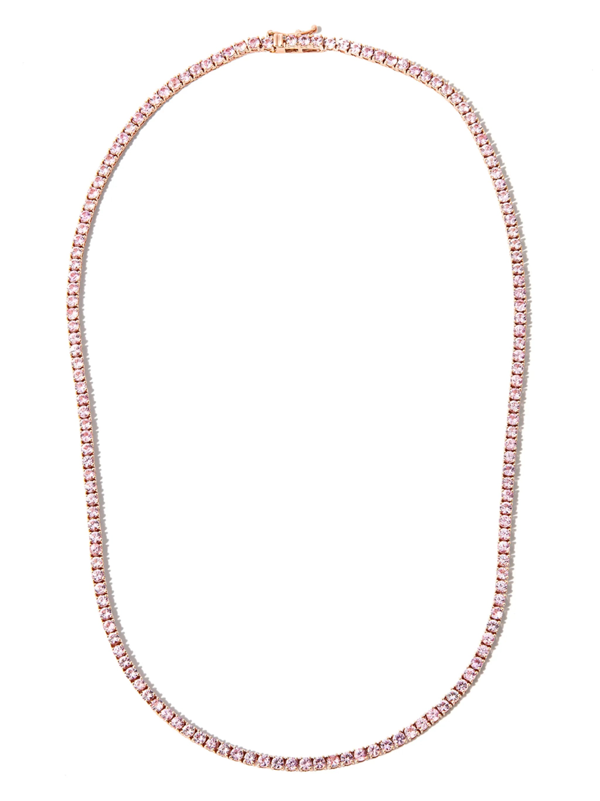 14kt rose gold sapphire tennis necklace