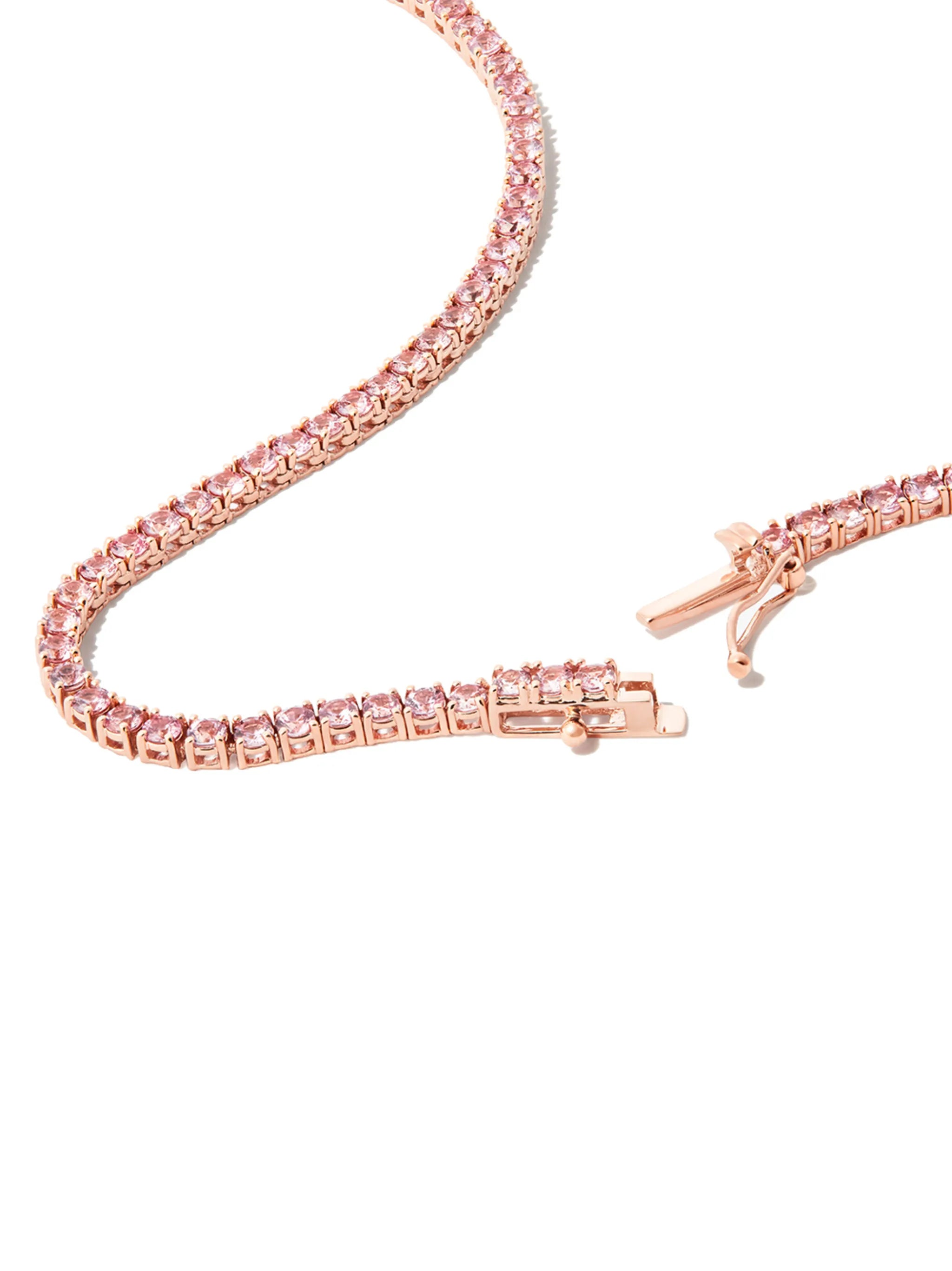 14kt rose gold sapphire tennis necklace
