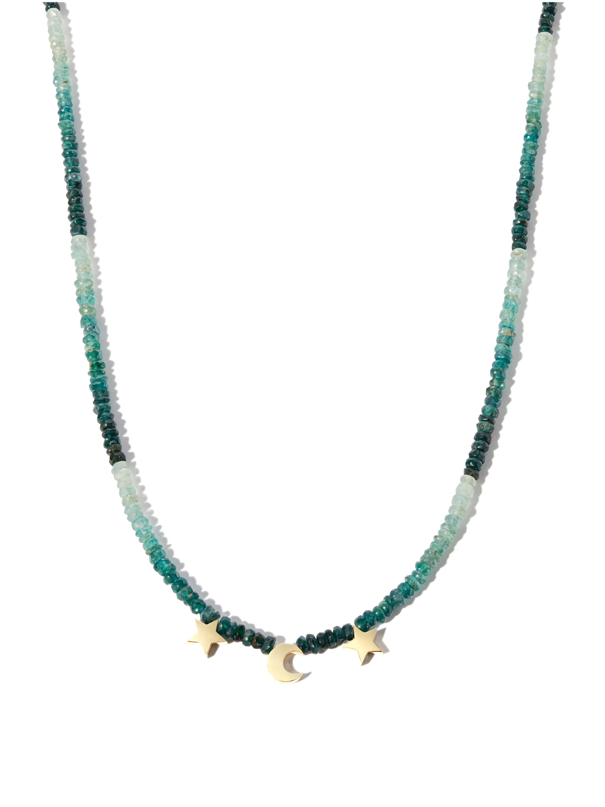 charm-detail gradient stone necklace
