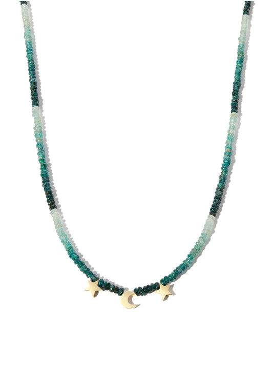 charm-detail gradient stone necklace