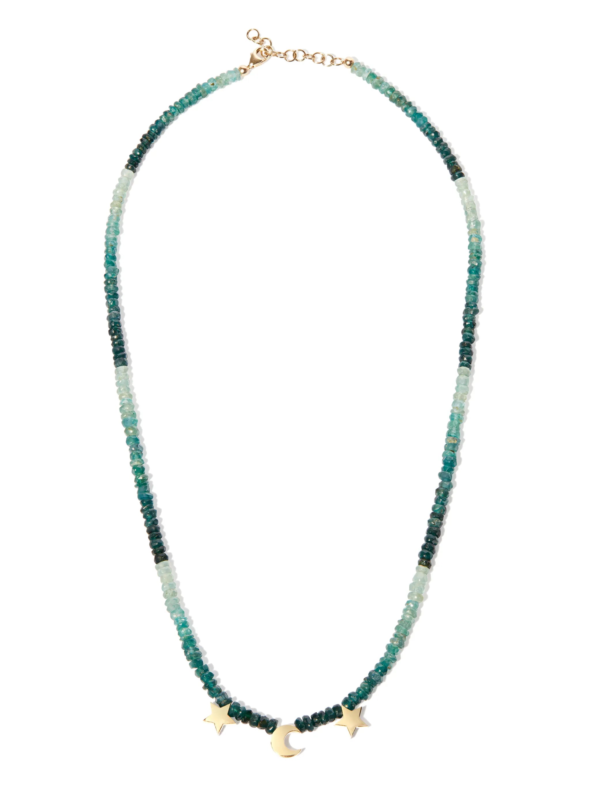 charm-detail gradient stone necklace