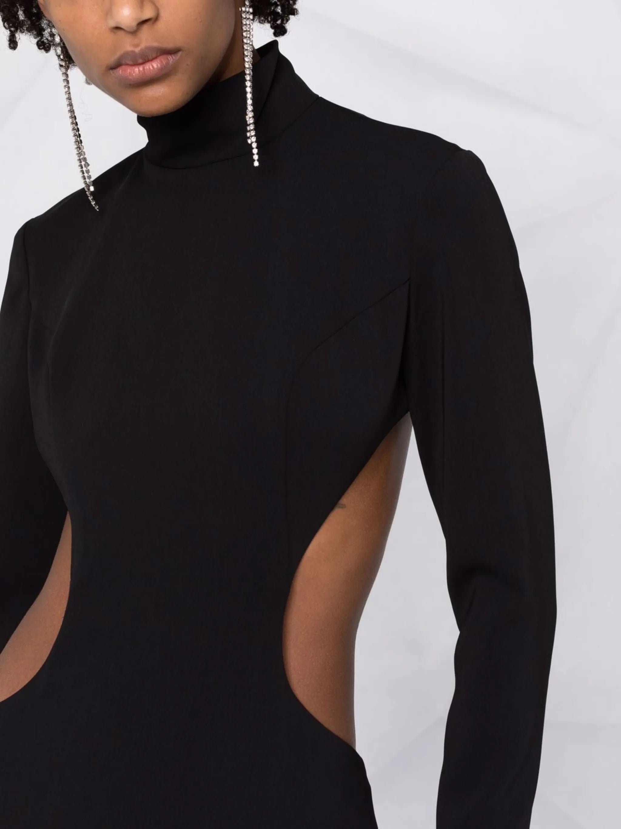 open-back high-neck cut-out evening gown