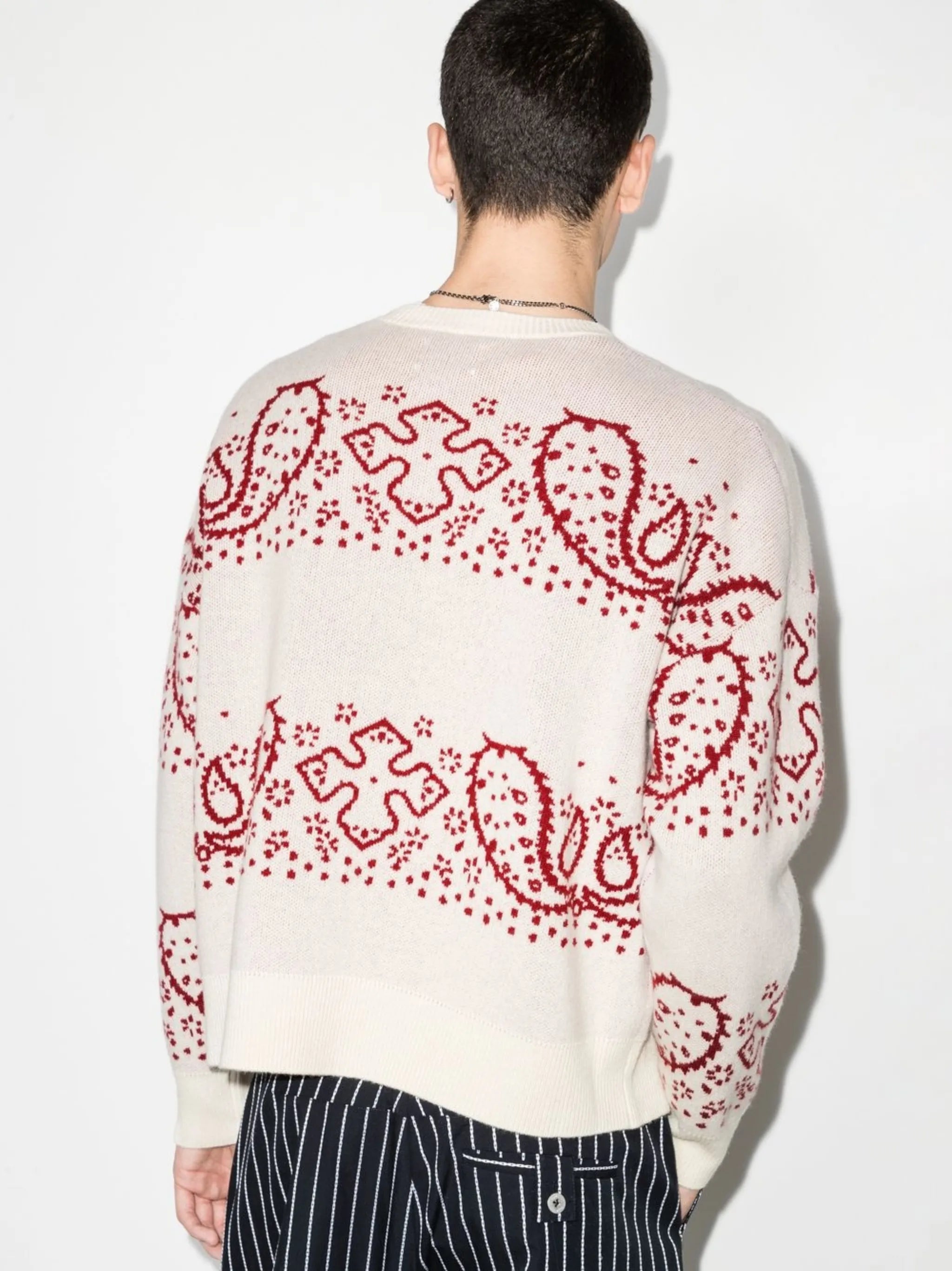 bandana intarsia knit cardigan