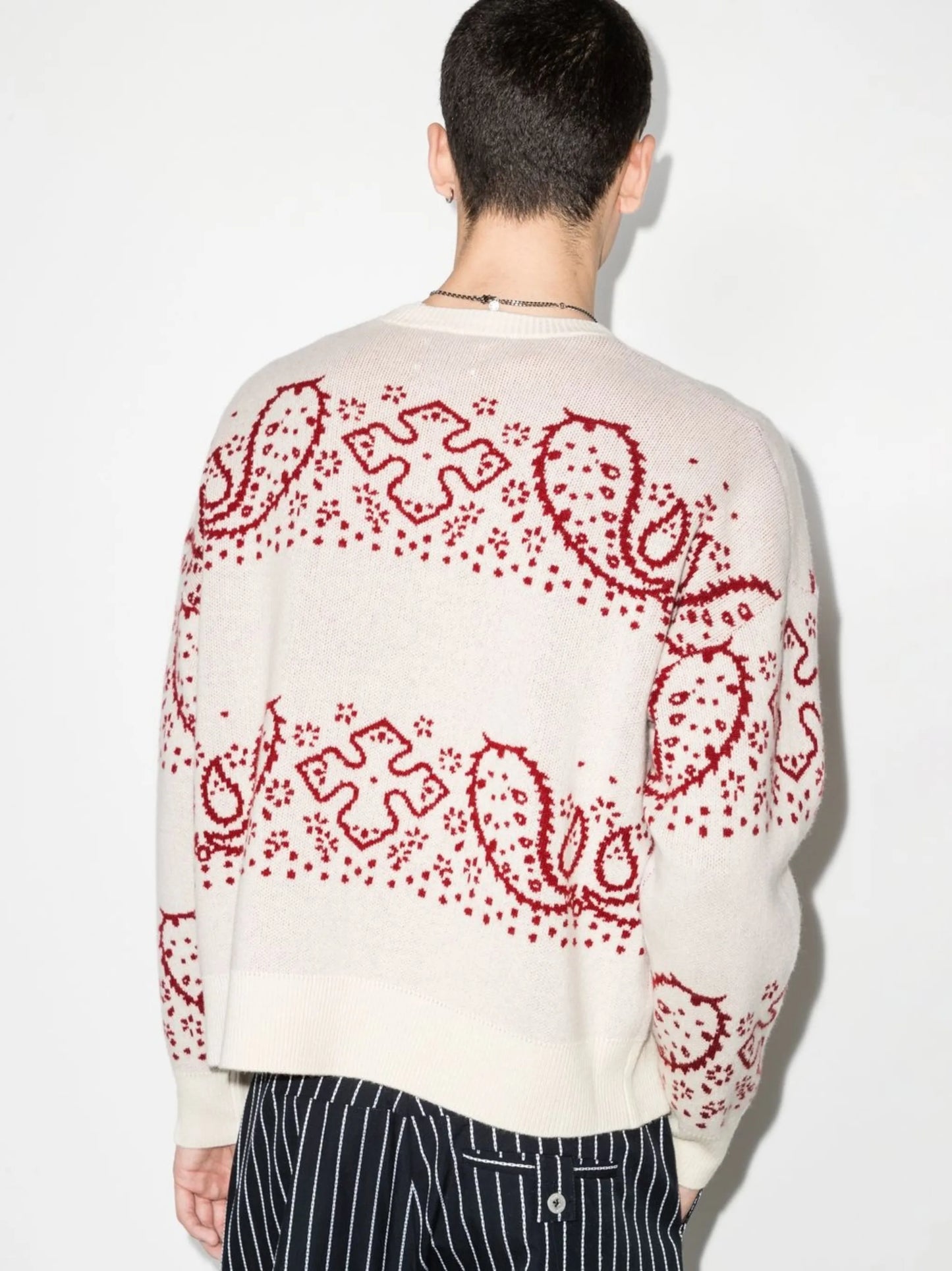 bandana intarsia knit cardigan