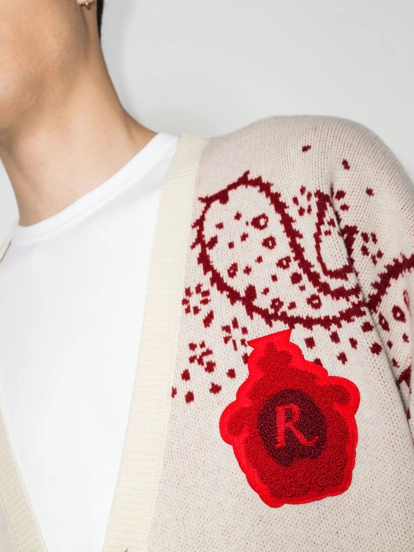 bandana intarsia knit cardigan