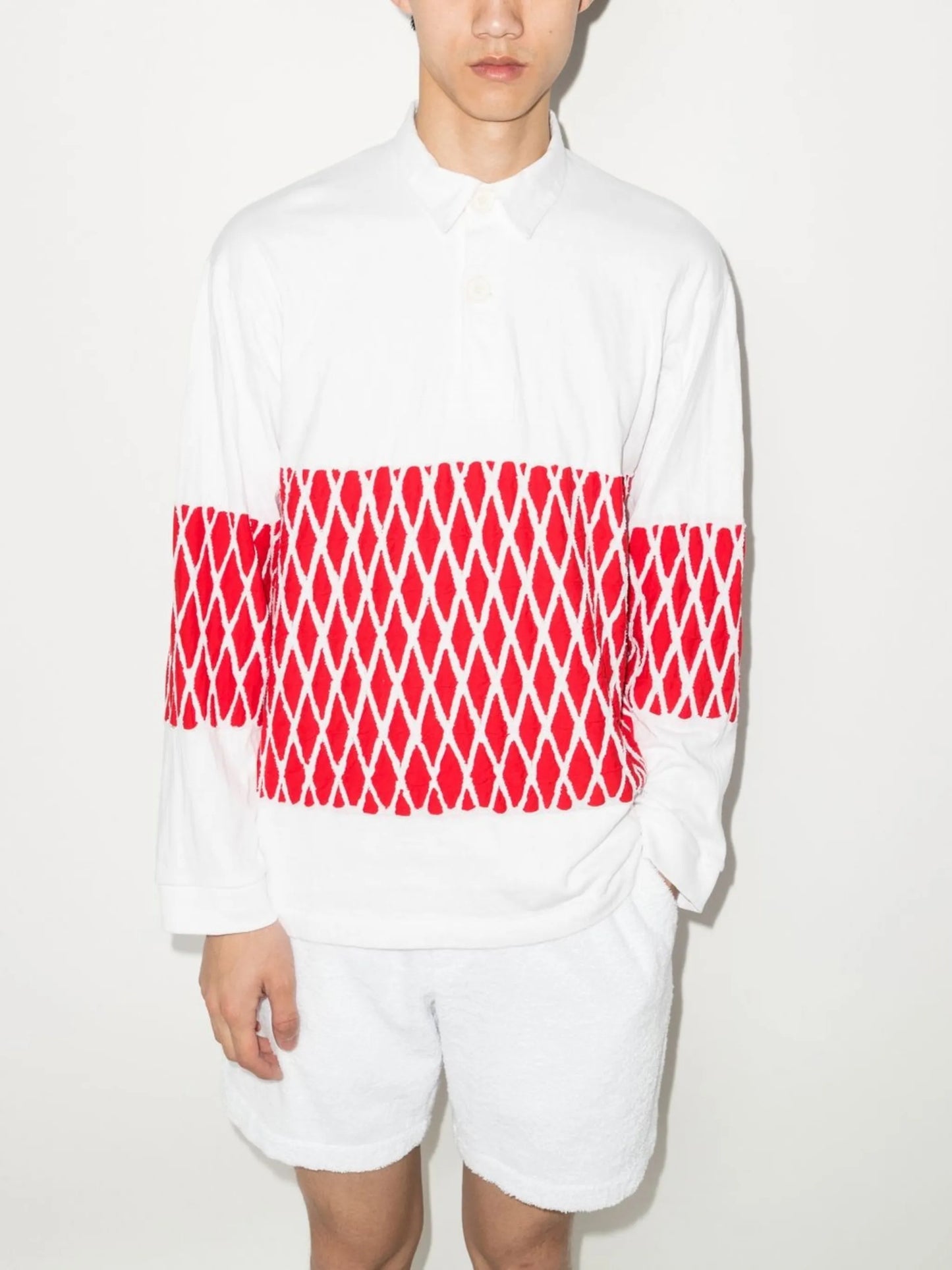 quilted cotton polo shirt