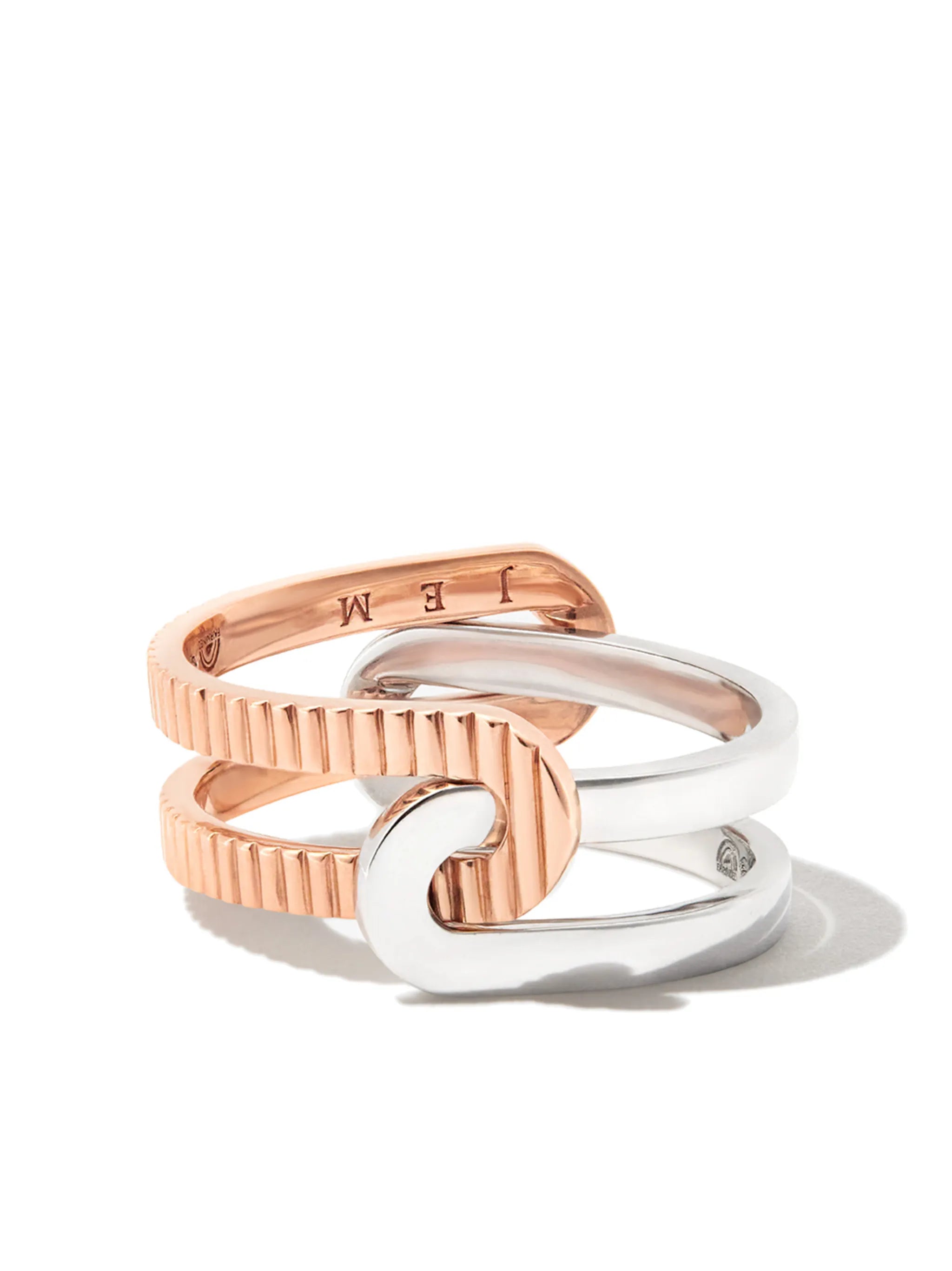 18kt rose and white gold Étreintes two-piece ring