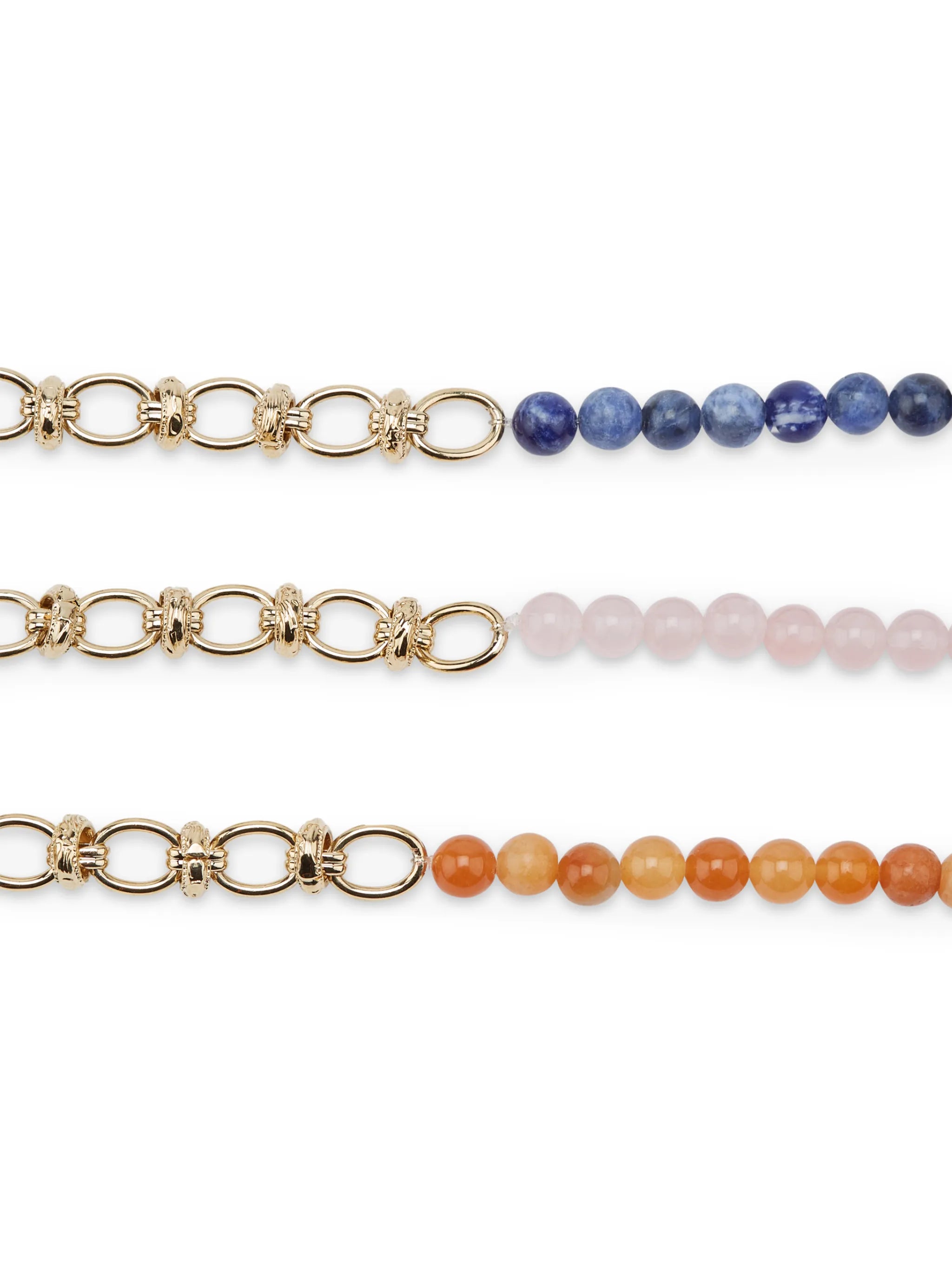 beaded chain-link bracelets set of three