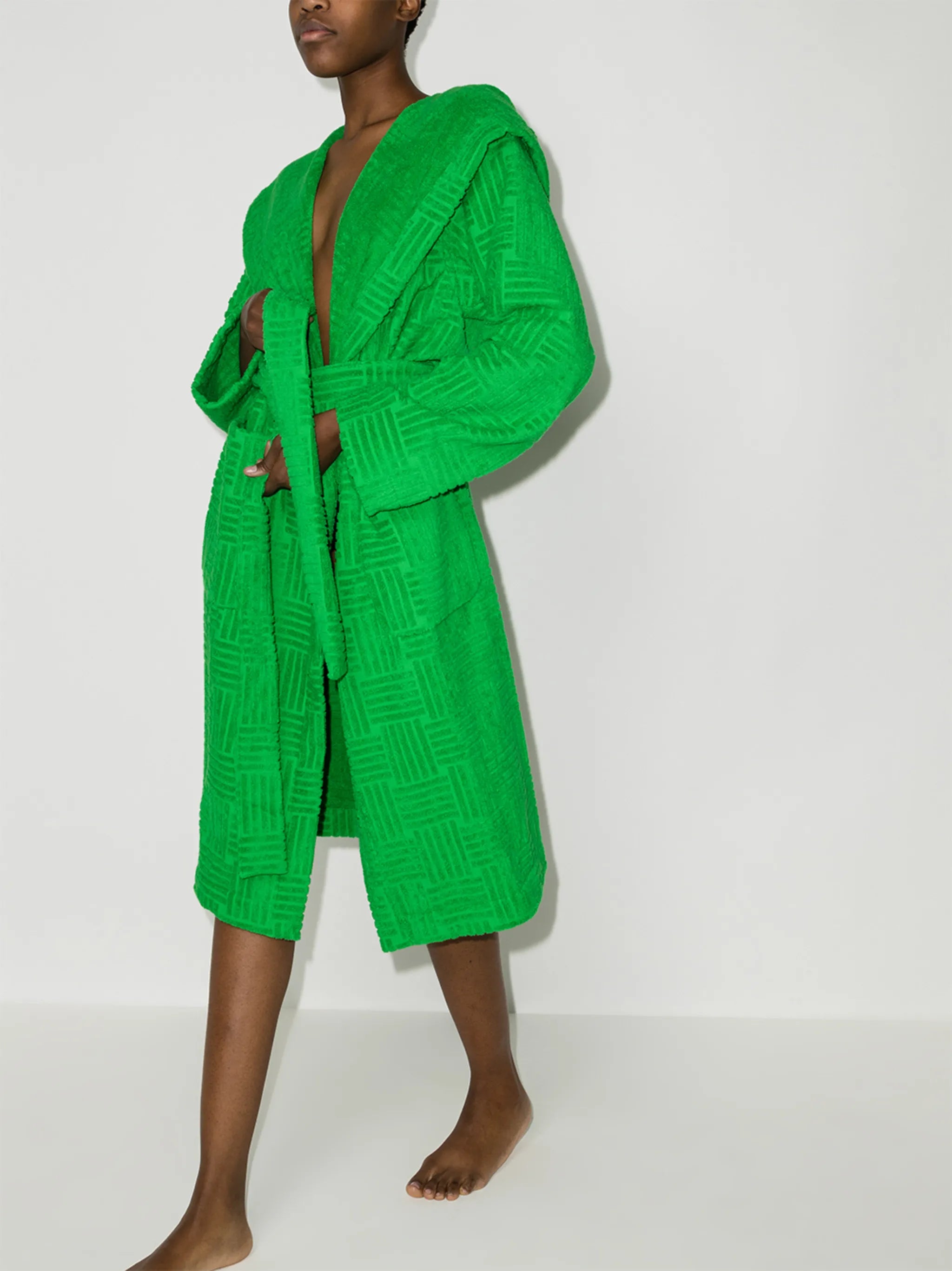 Intrecciato belted terry bathrobe