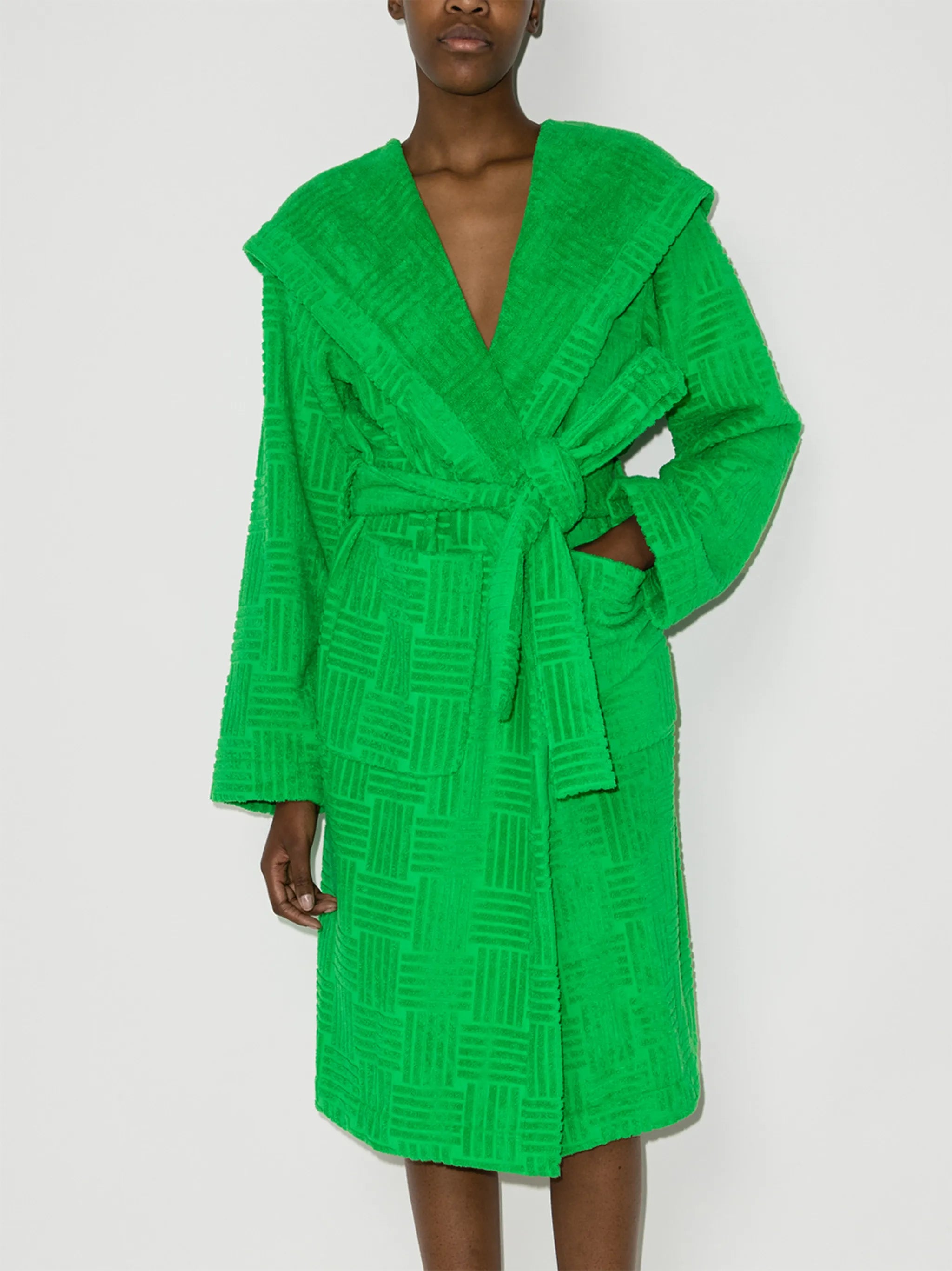 Intrecciato belted terry bathrobe