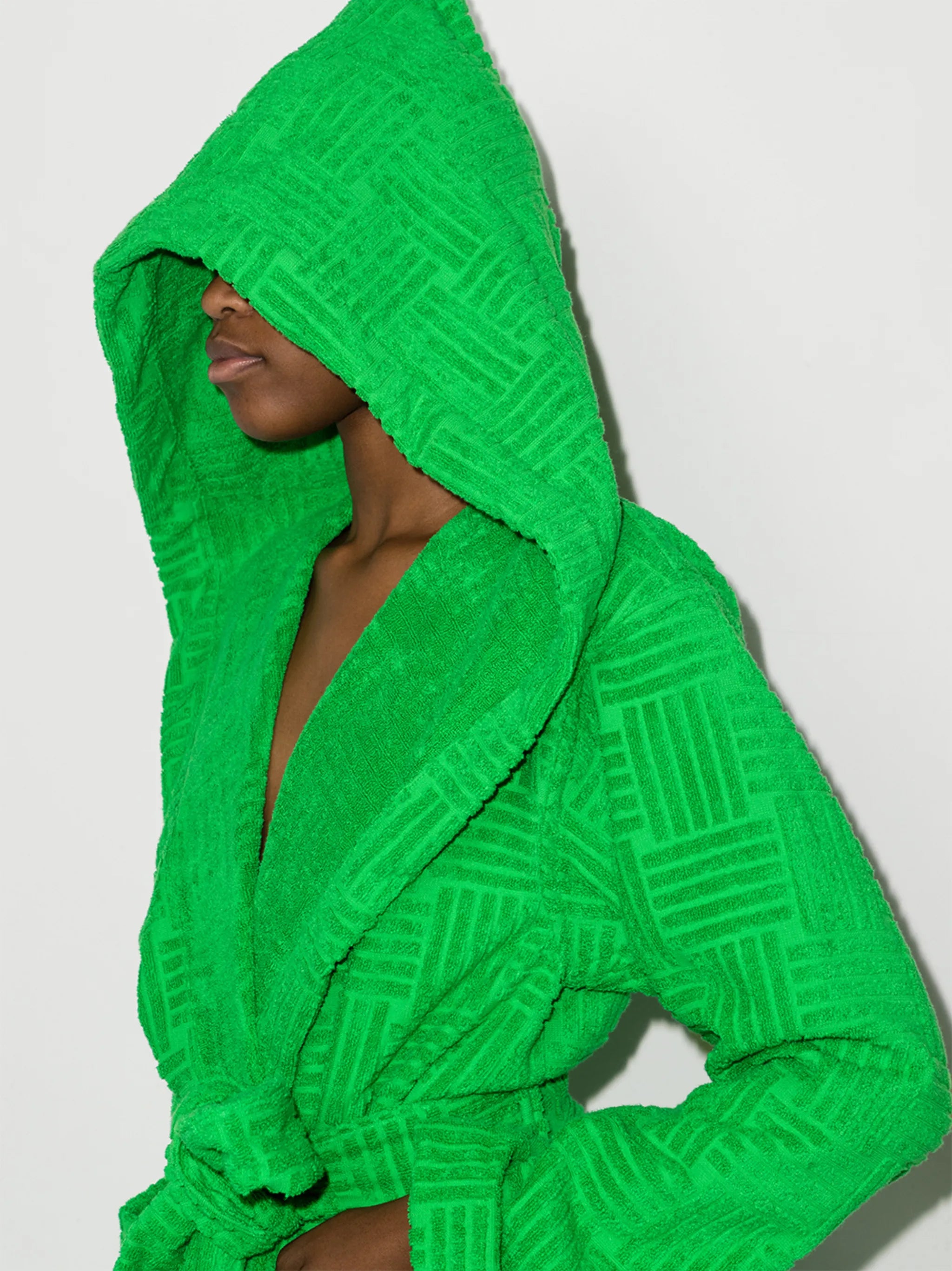 Intrecciato belted terry bathrobe