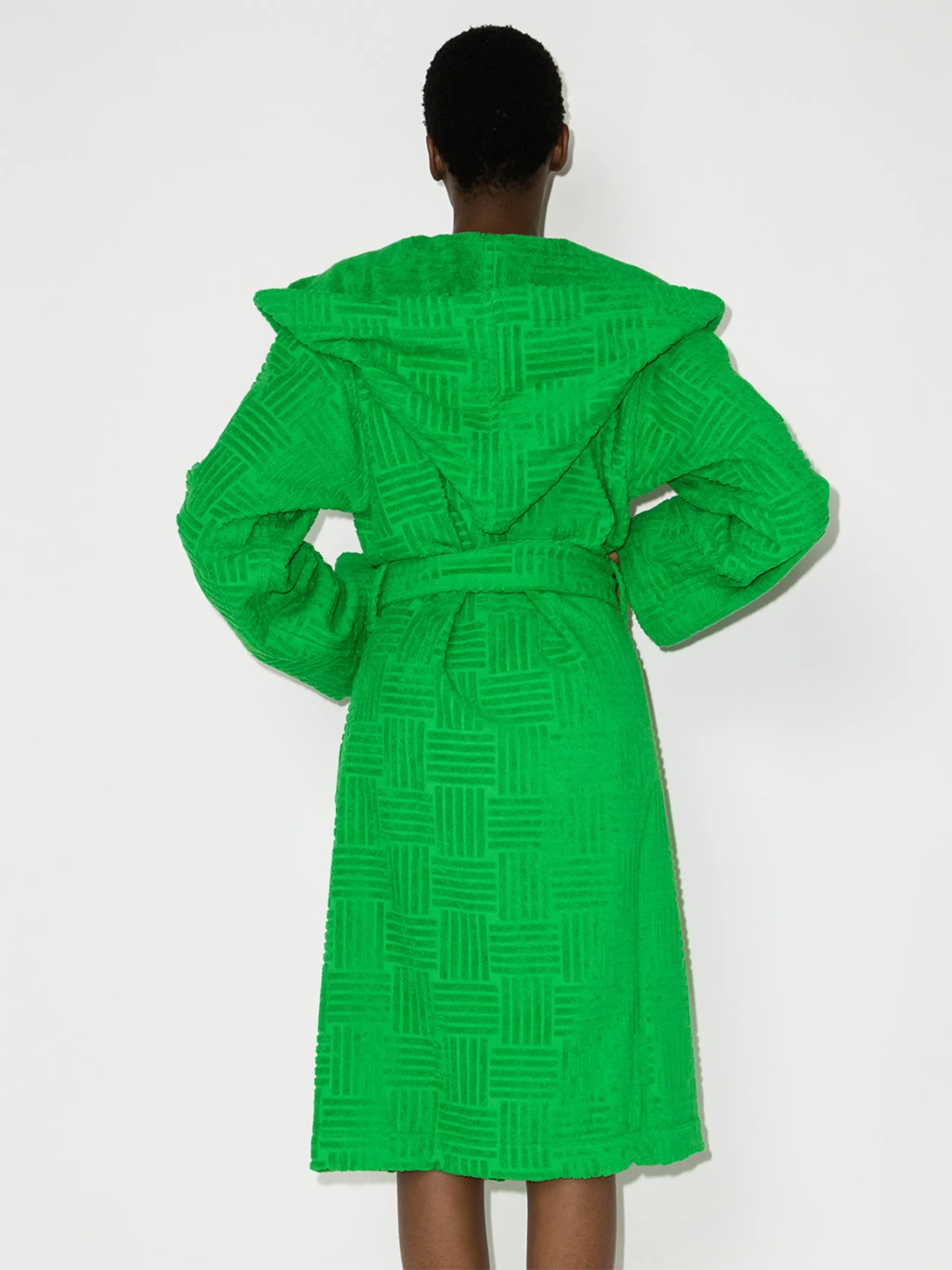 Intrecciato belted terry bathrobe
