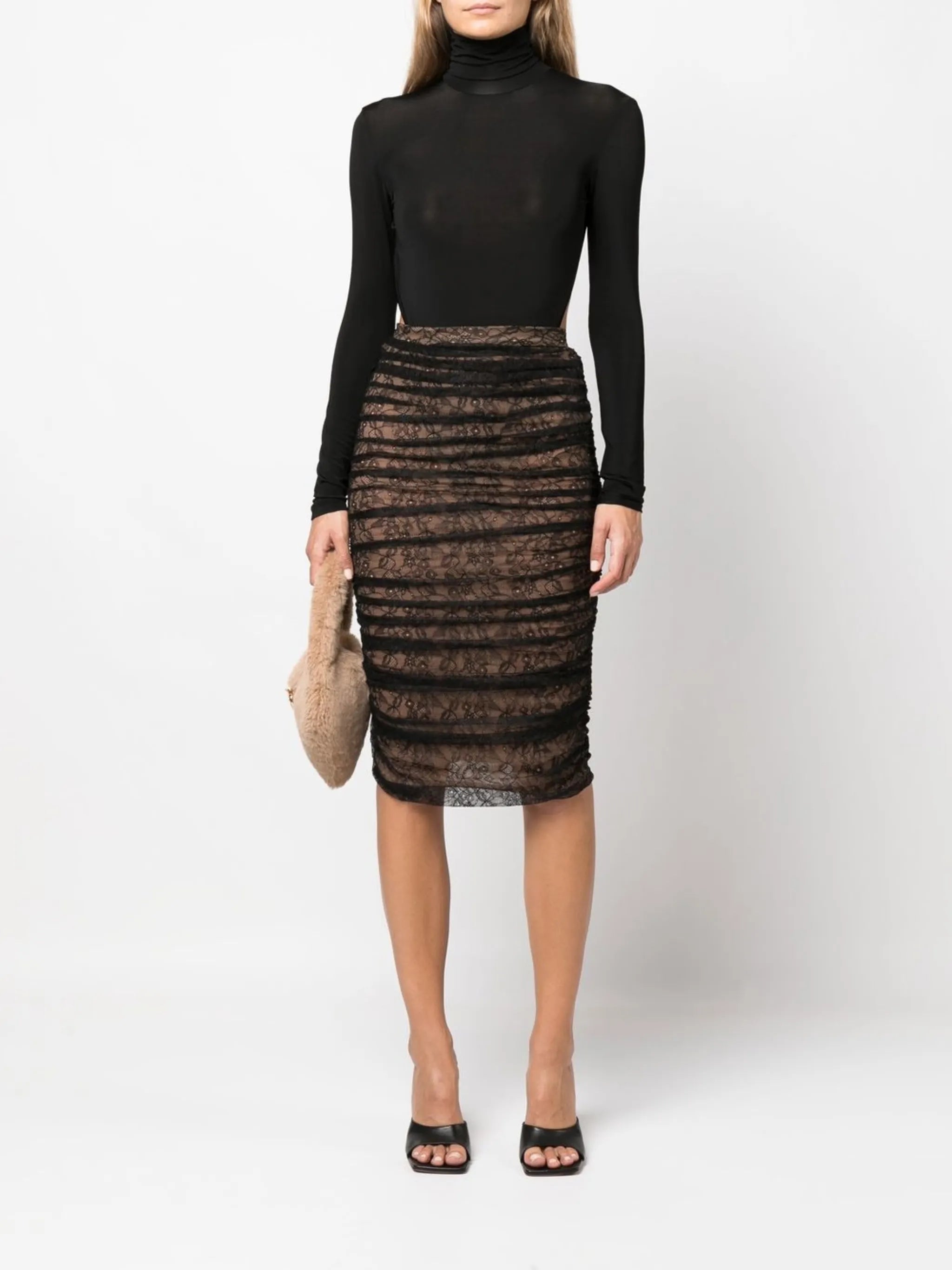 ruched-detail pencil skirt