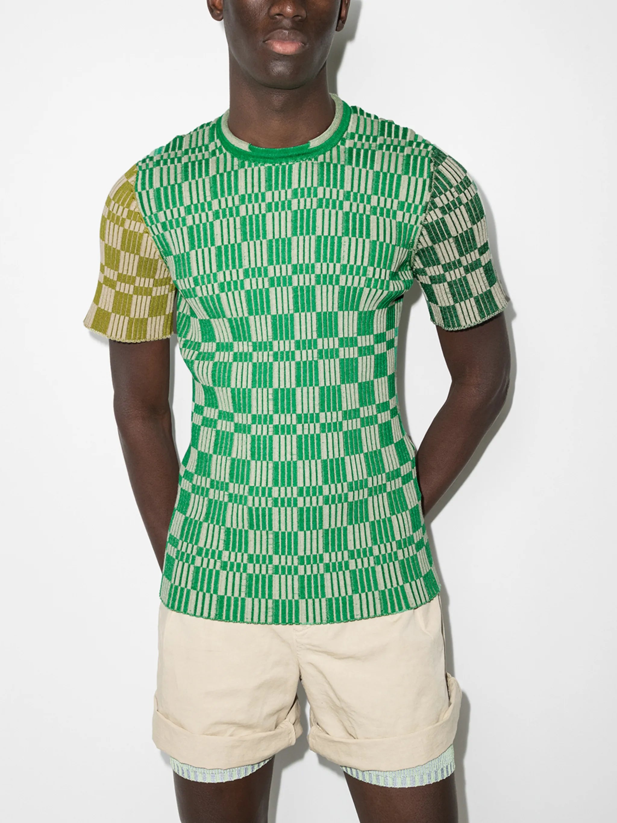 Gelati check-pattern knitted T-shirt