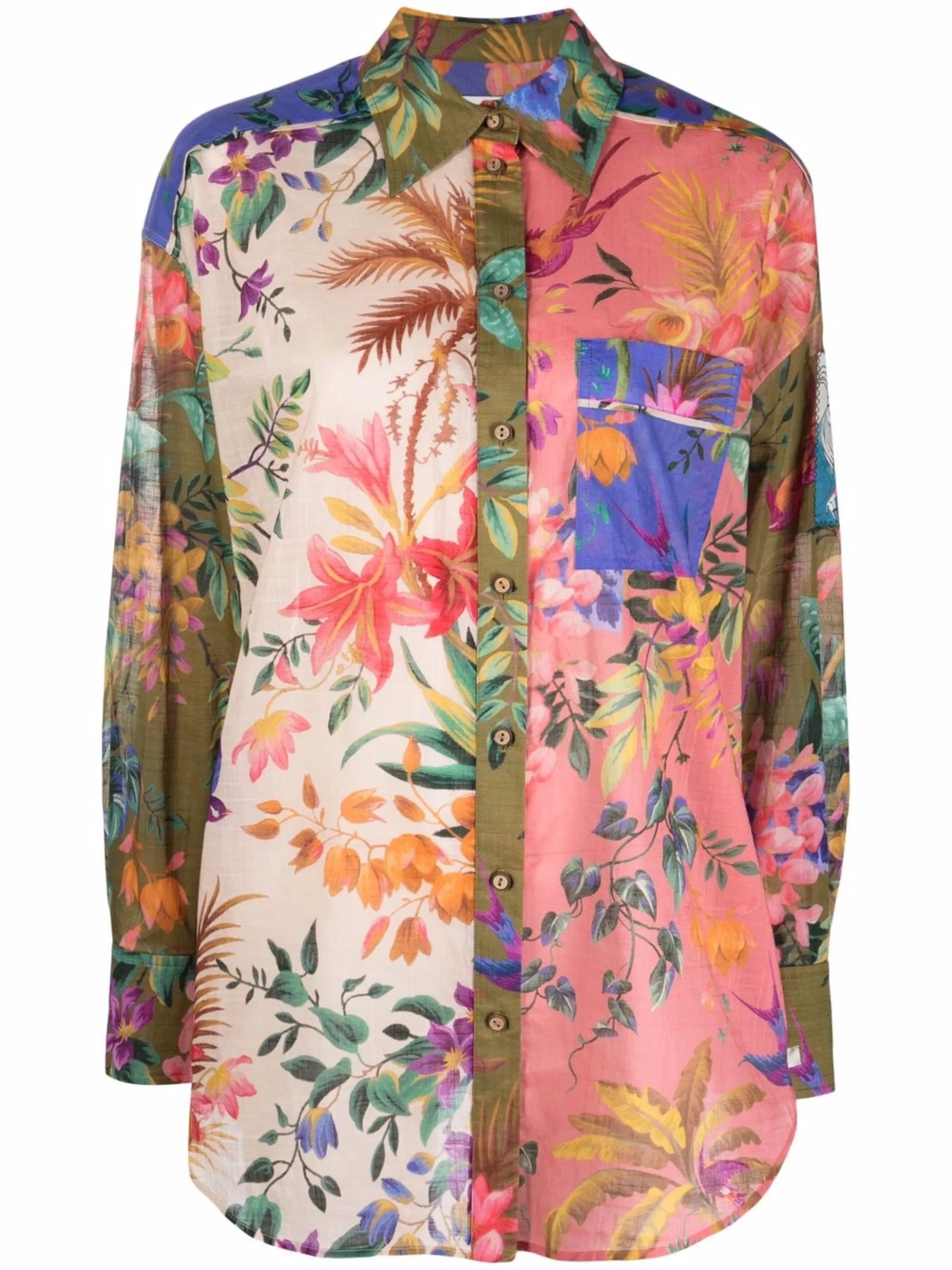 Tropicana print buttoned blouse