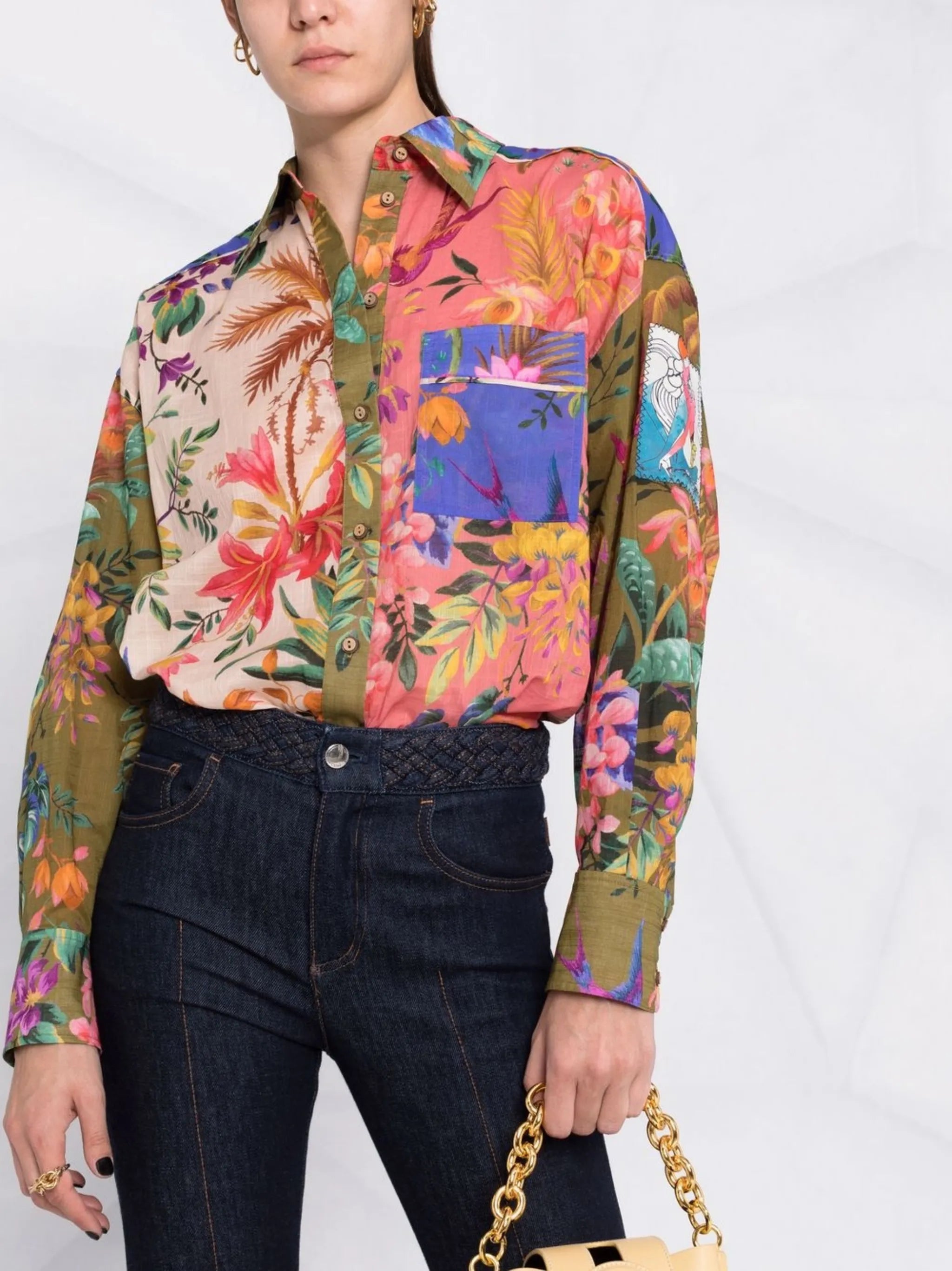 Tropicana print buttoned blouse