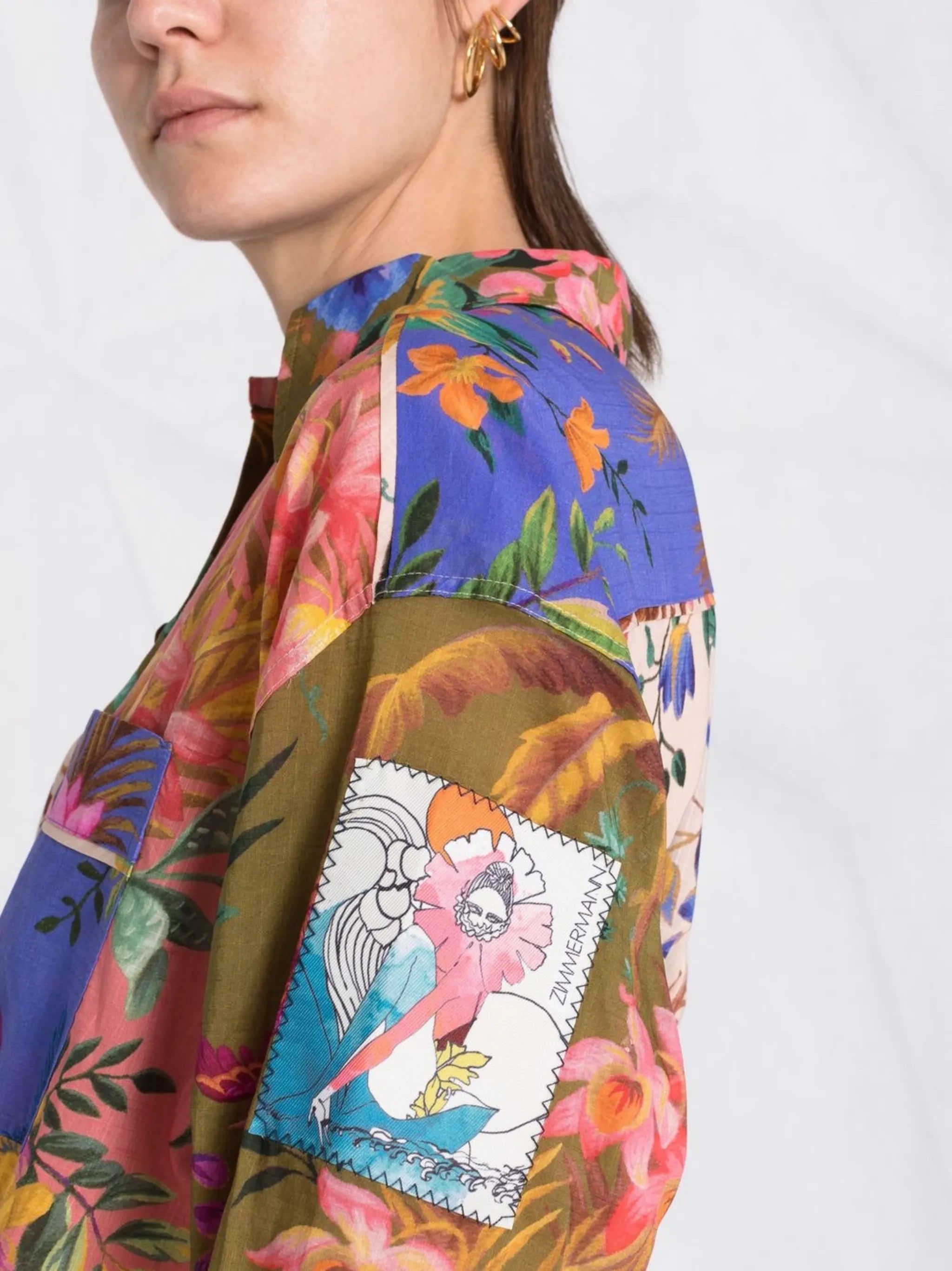 Tropicana print buttoned blouse