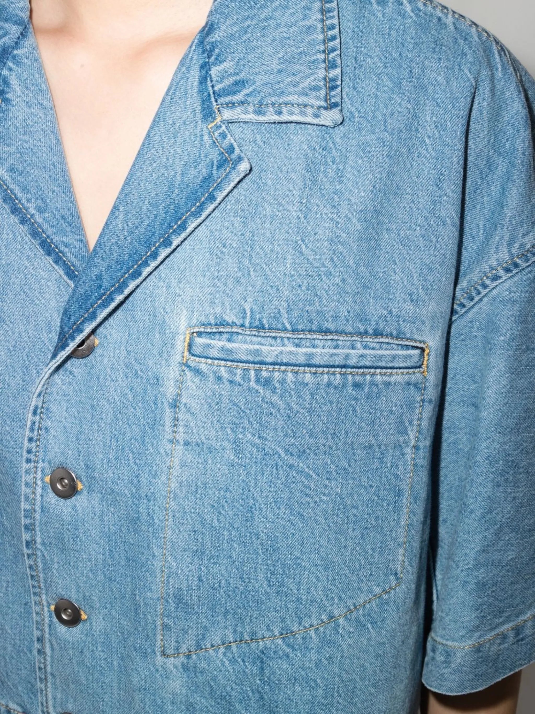 boxy-cut denim shirt