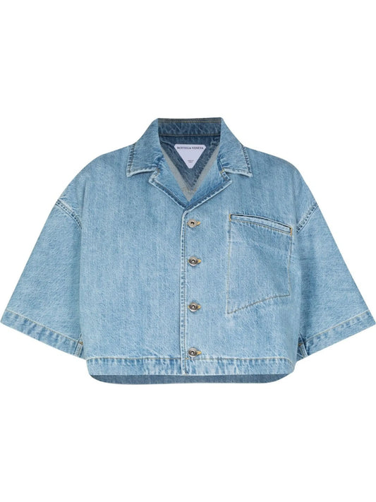 boxy-cut denim shirt