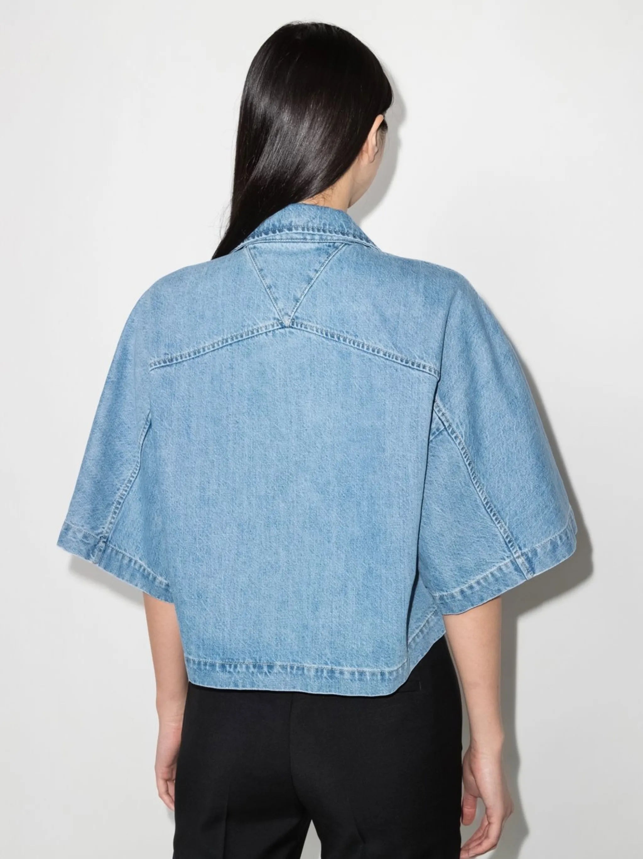 boxy-cut denim shirt