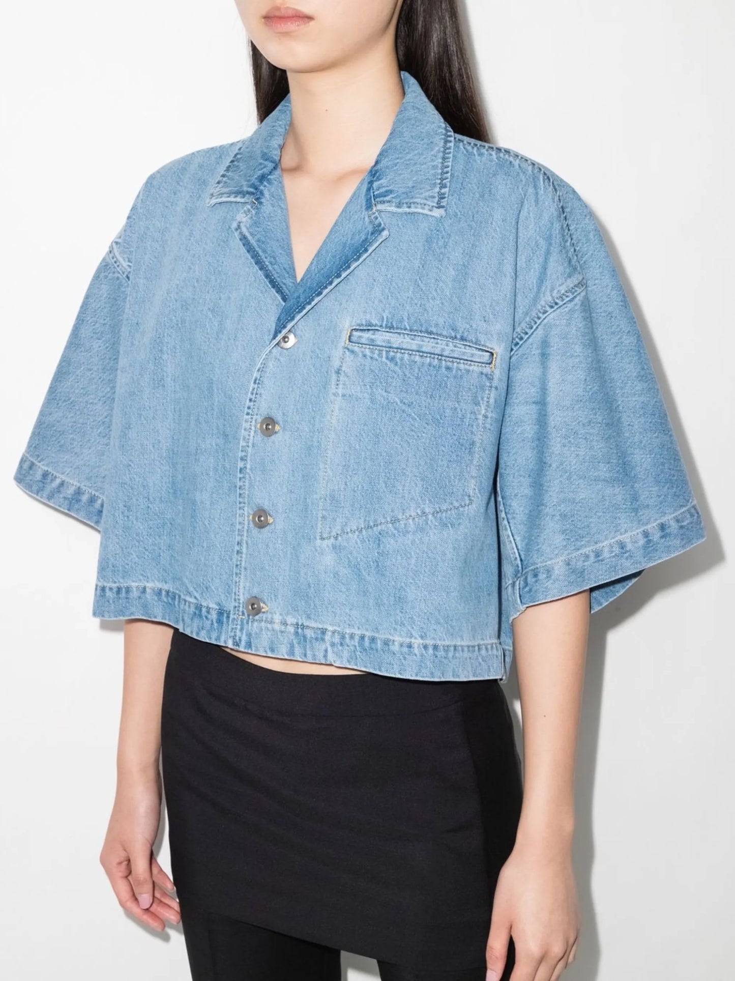 boxy-cut denim shirt