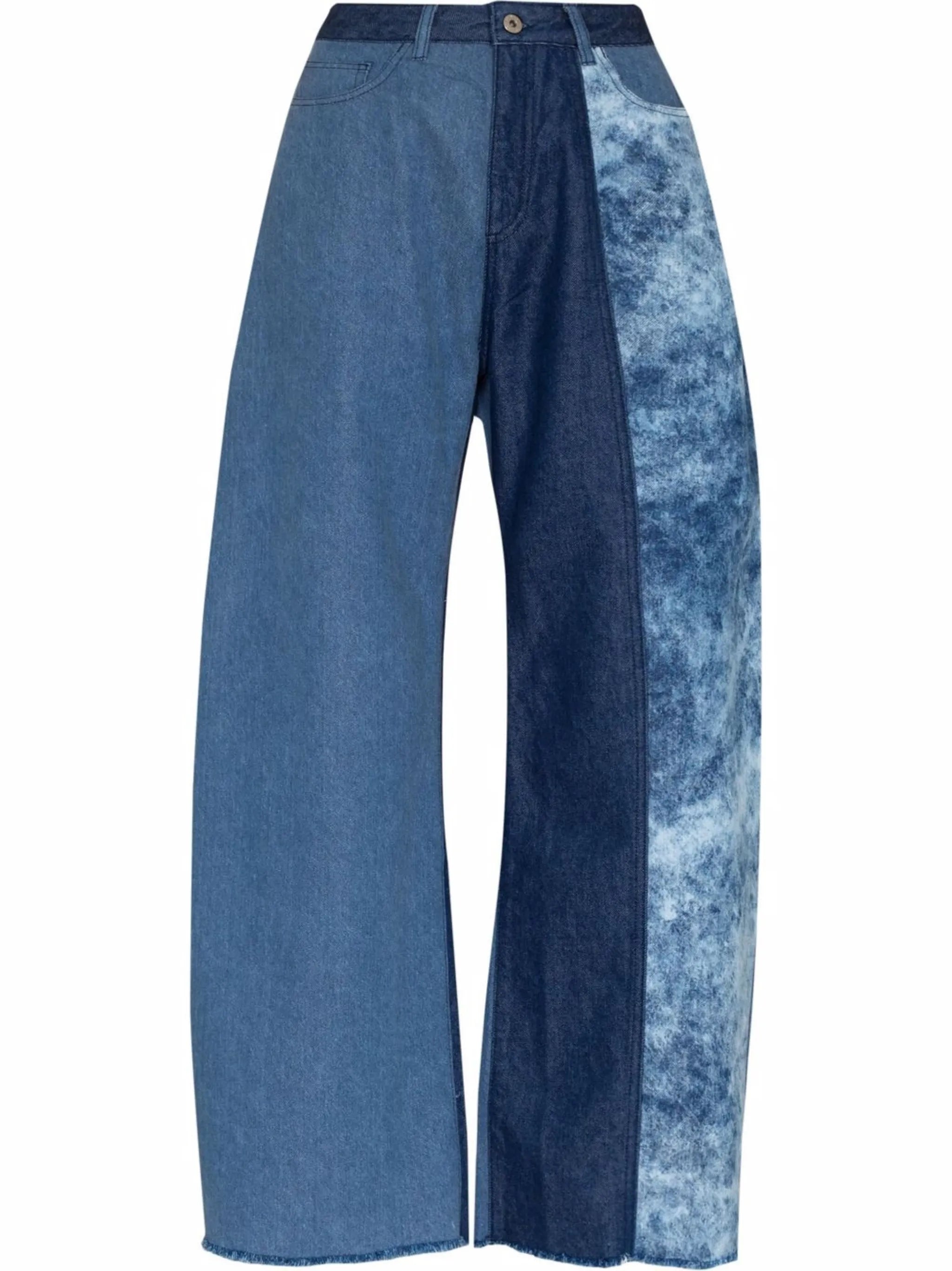 panelled barrel-leg jeans