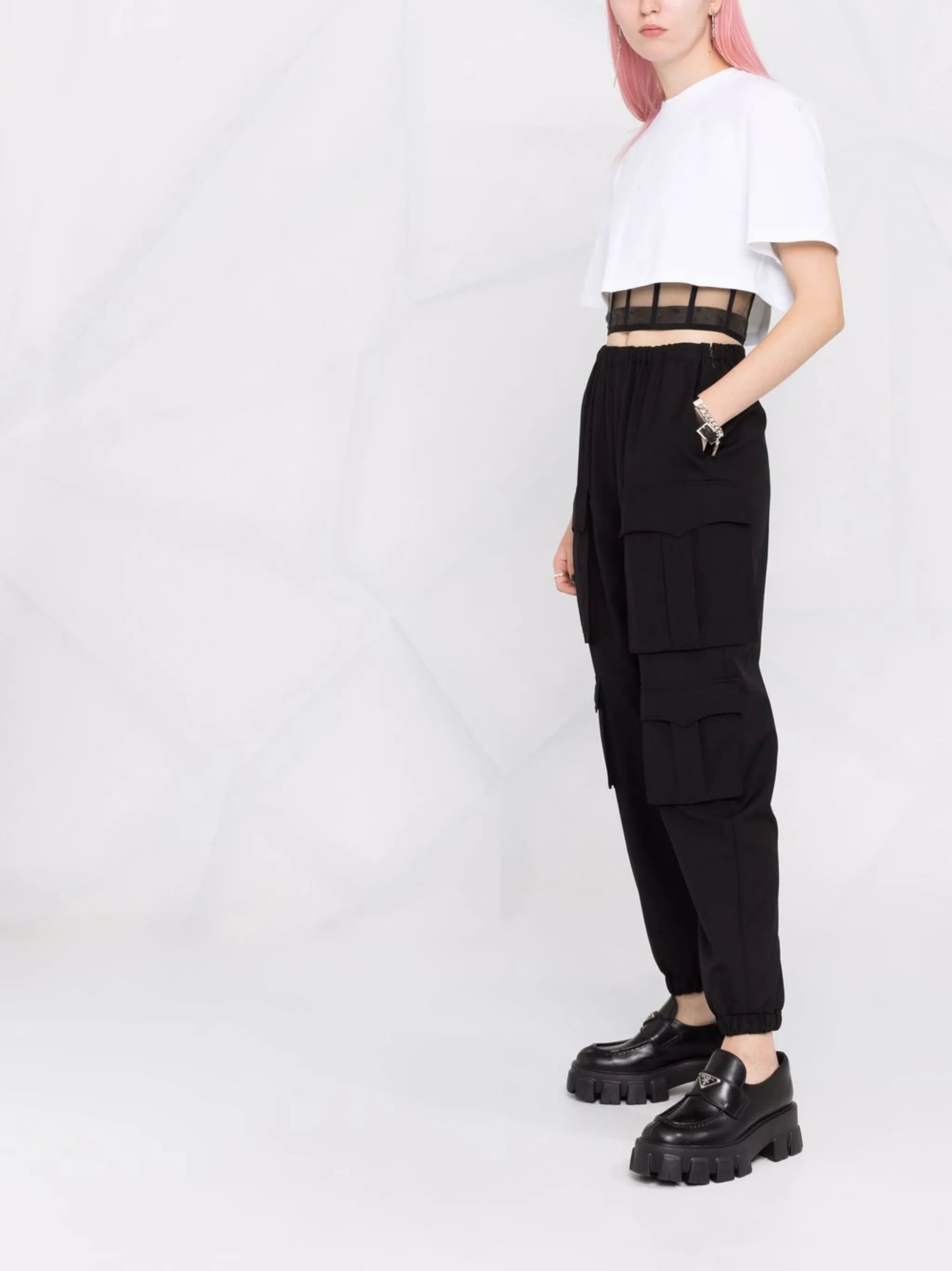 corset-style cropped T-shirt