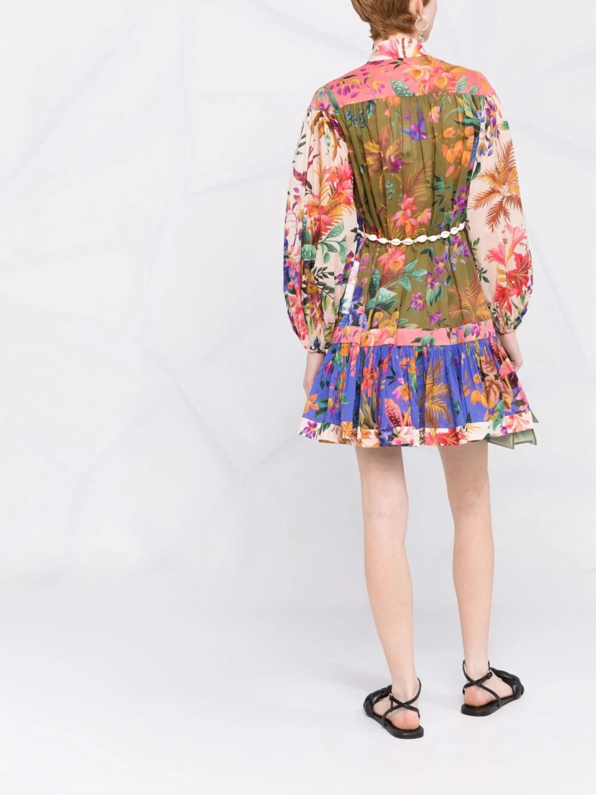 Tropicana print belted mini dress