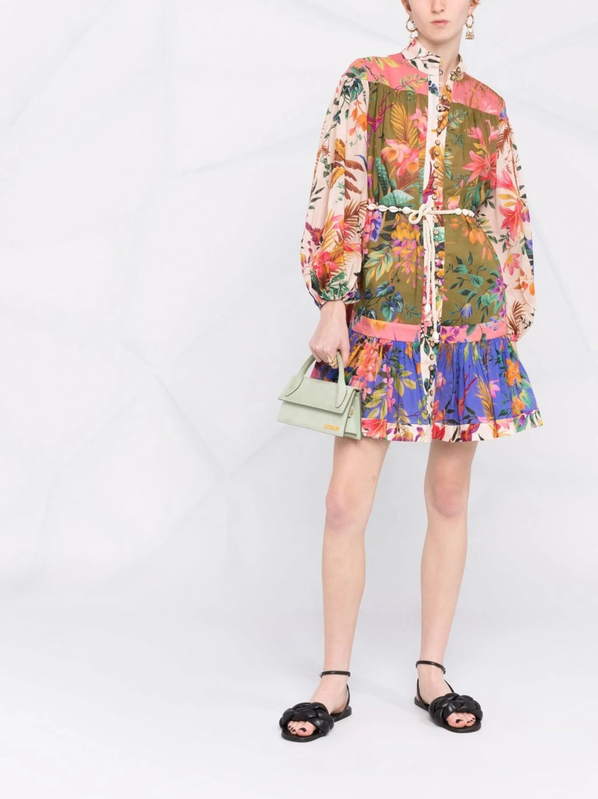 Tropicana print belted mini dress