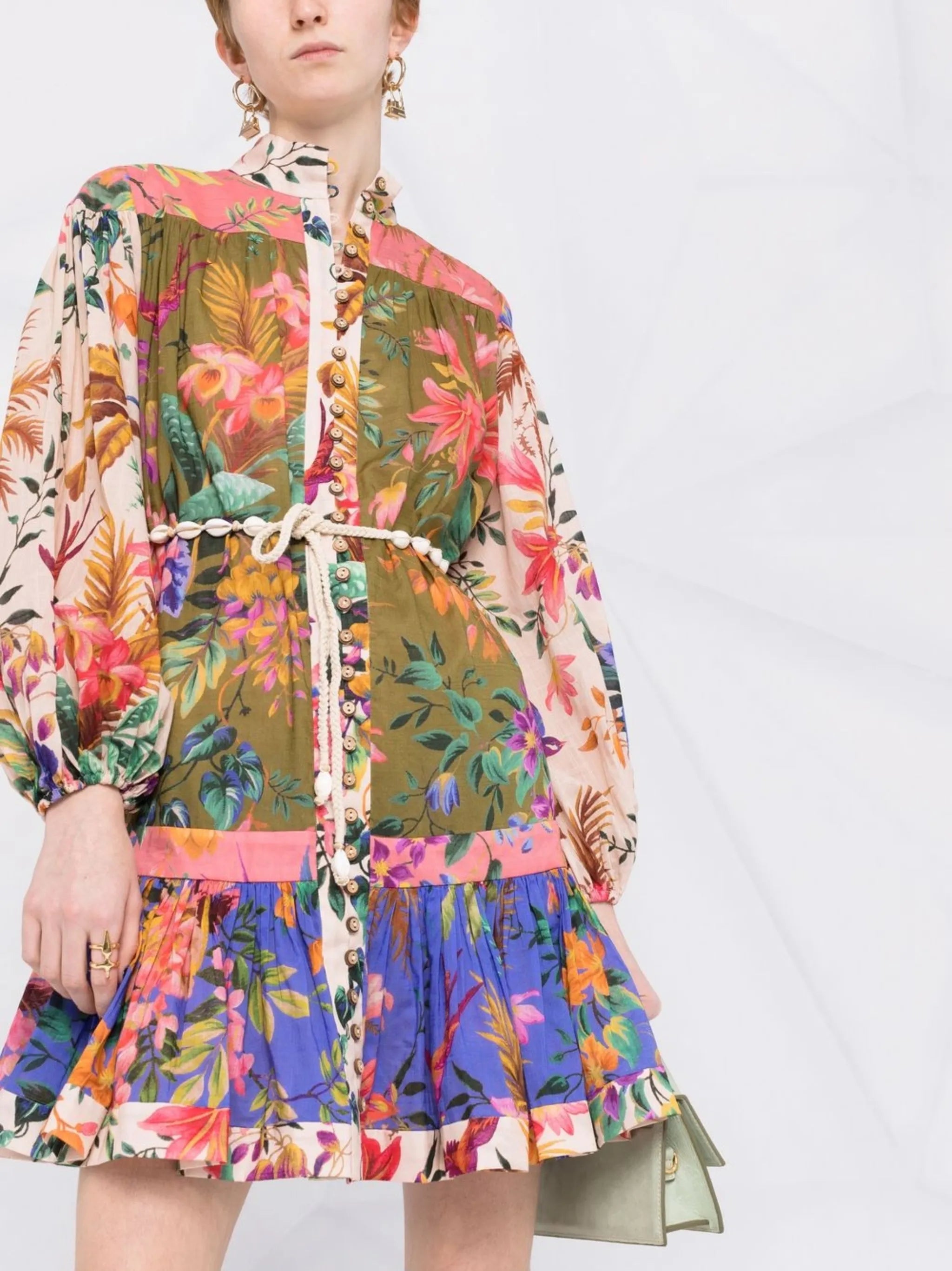 Tropicana print belted mini dress
