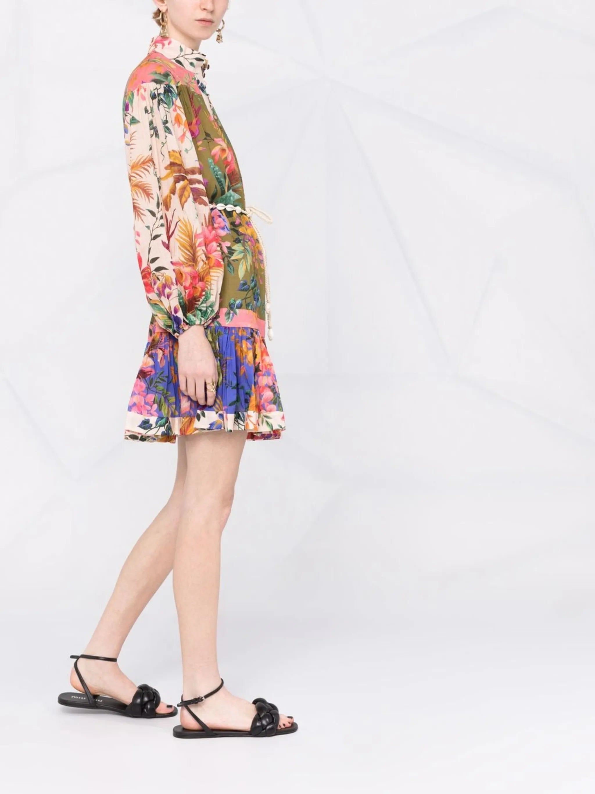 Tropicana print belted mini dress
