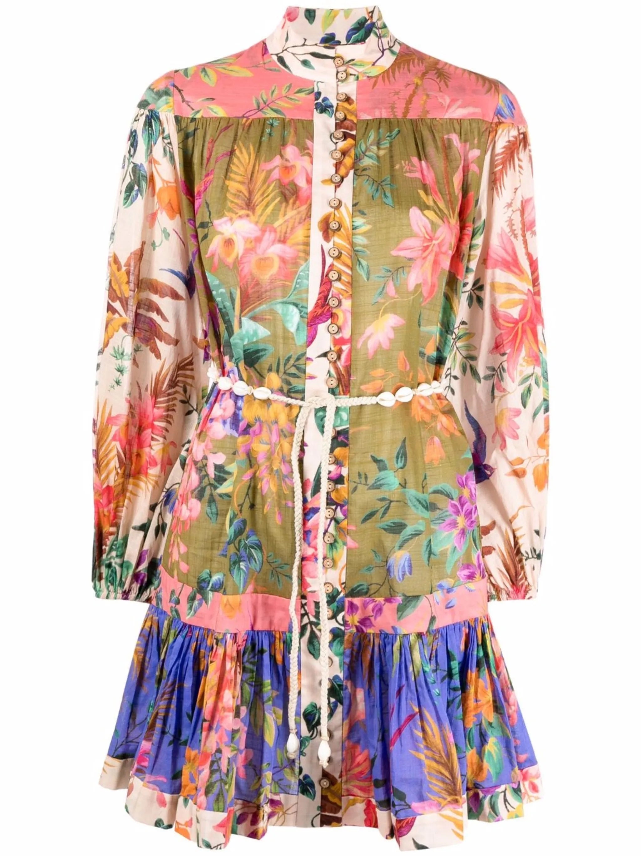 Tropicana print belted mini dress