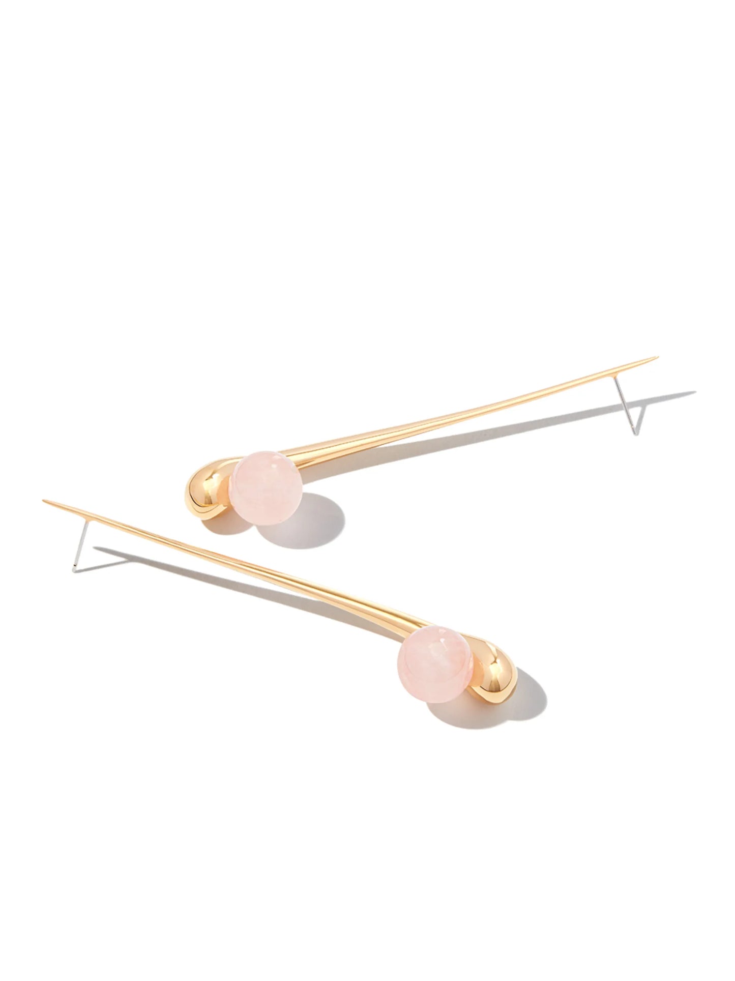 rose quartz drop stud earrings